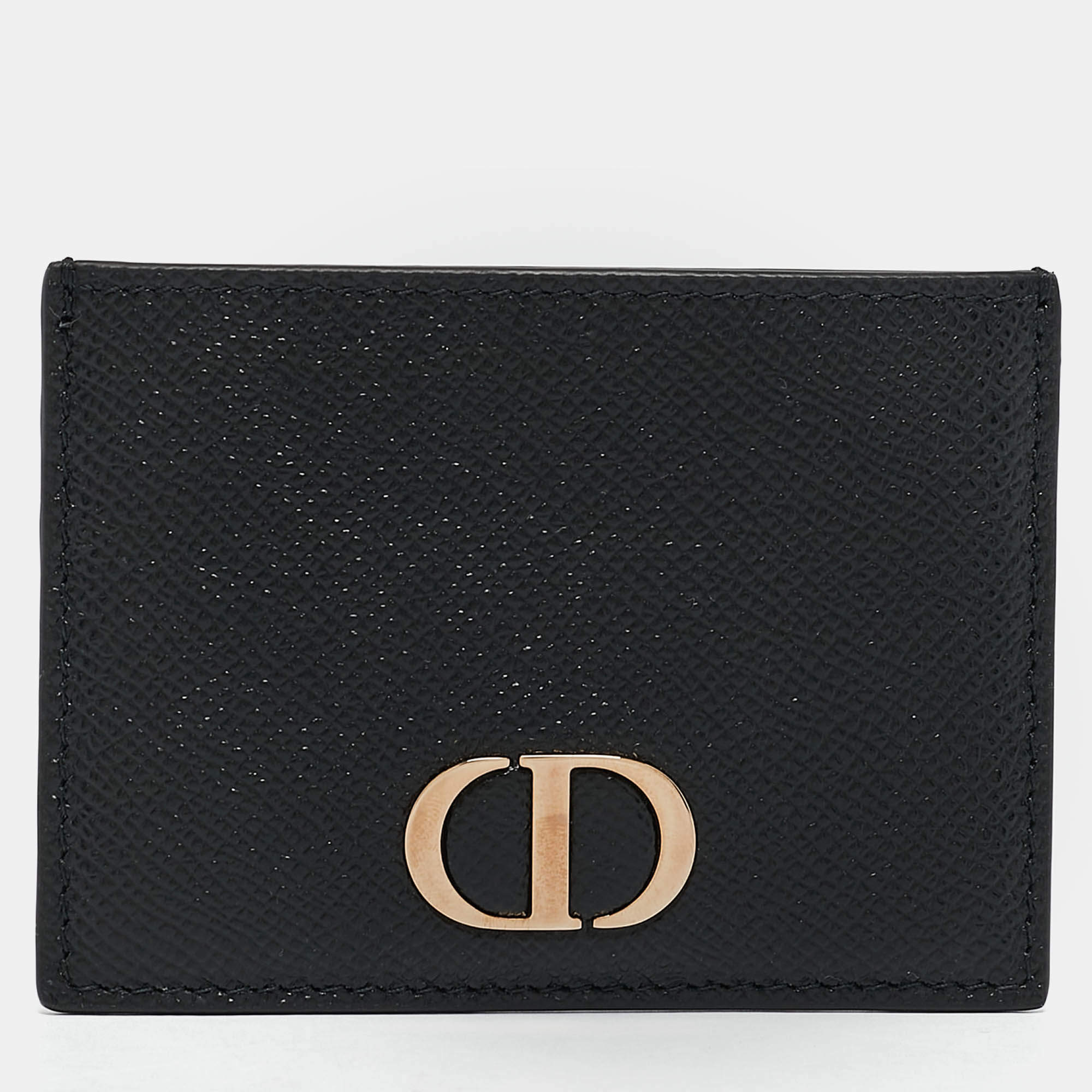 Pre Owned Dior Black Leather 30 Montaigne Card Holder