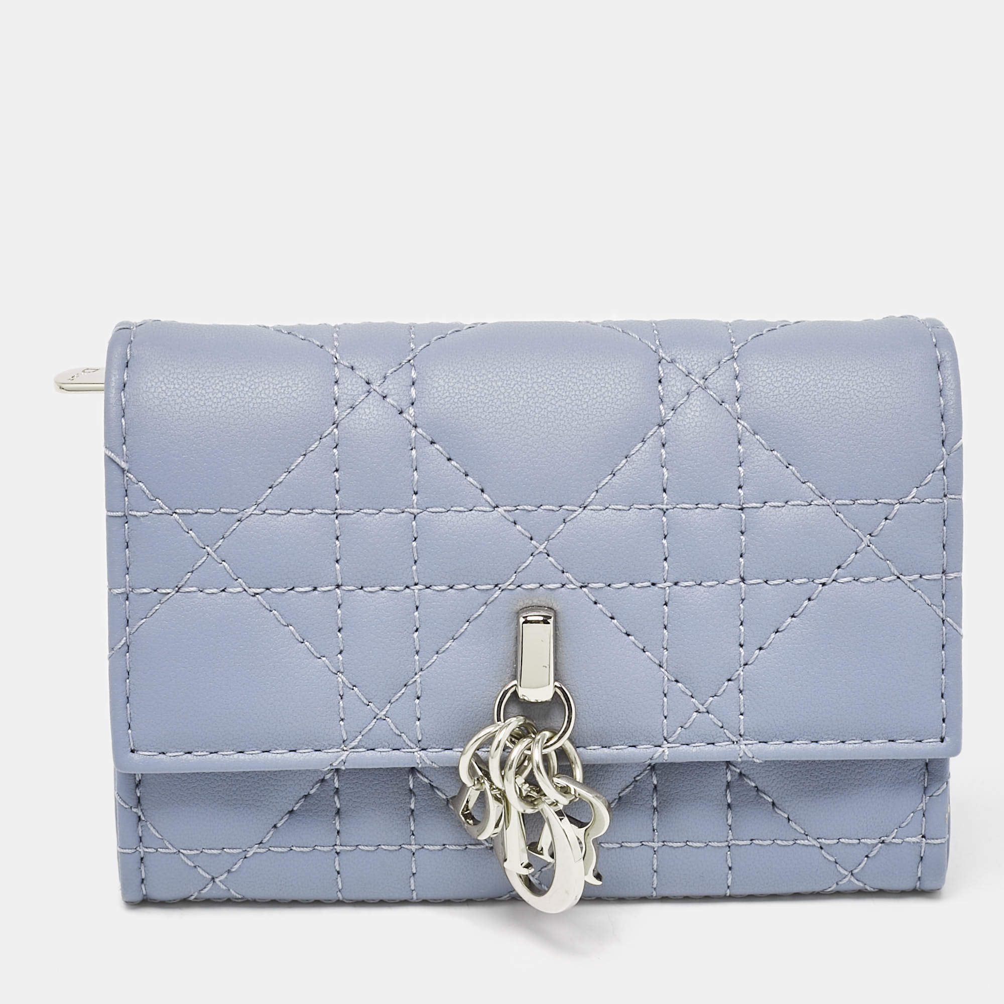 Dior Blue Cannage Leather My Dior Glycine Wallet