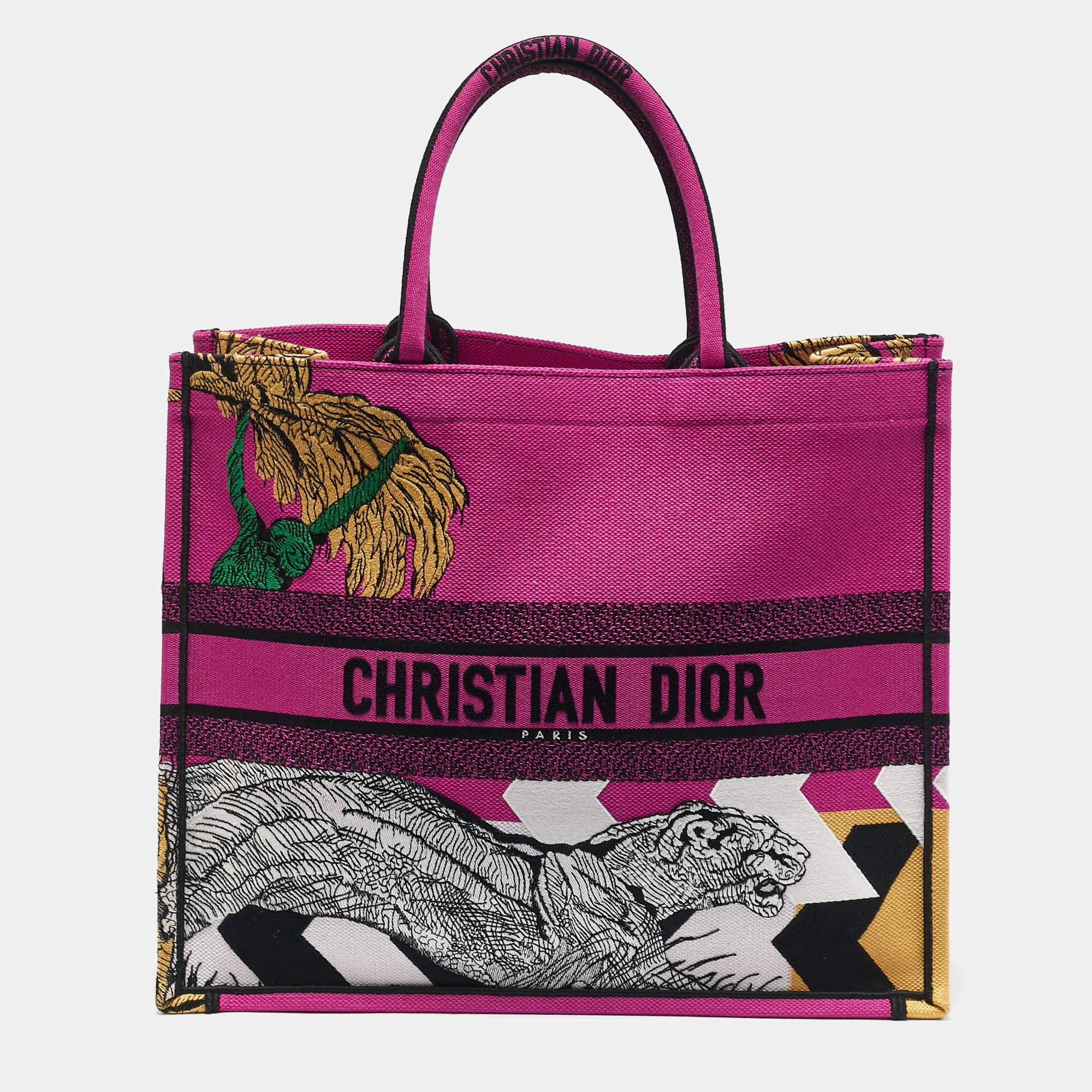 Dior Multicolor Jungle Pop Embroidered Canvas Large Book Tote