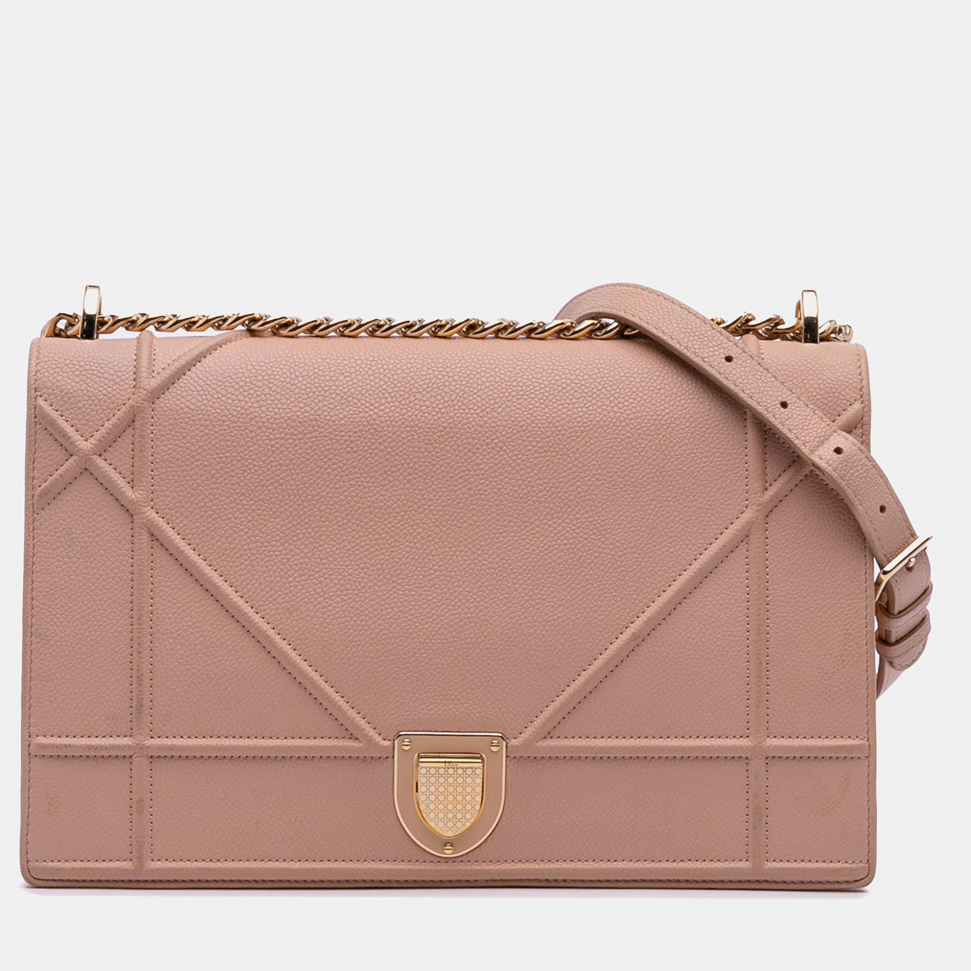 Pre Owned Dior Pink Medium Grained Calfskin Diorama Flap Bag