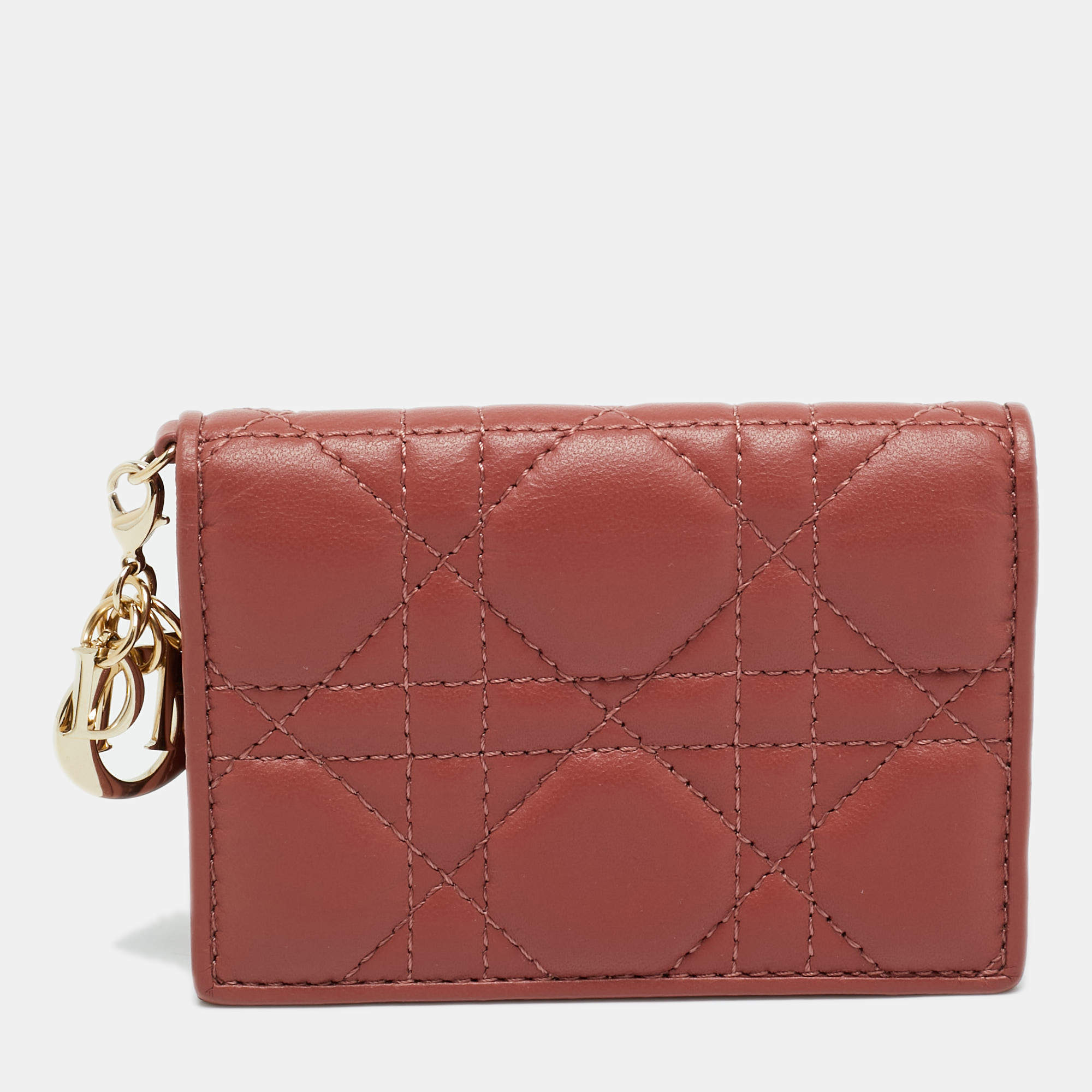 مملوكة مسبقًا حامل بطاقات ليدي ديور جلد براءات كاناج أسود ديور