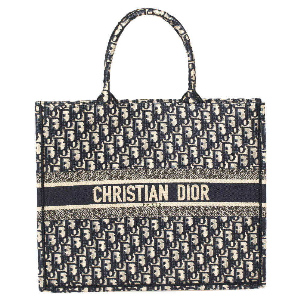 Pre Owned Dior Blue Oblique Canvas Book Tote