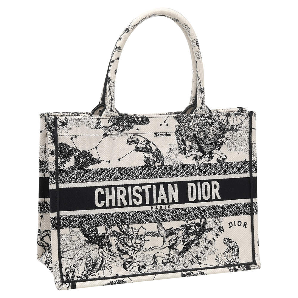 Christian Dior White Embroidered Canvas Book Tote Mini Q9BHMAGNW9000