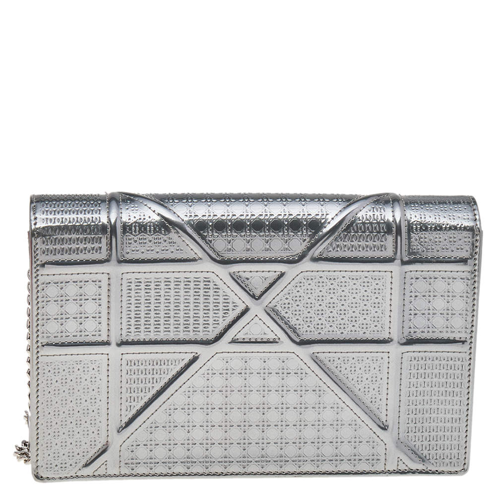 Dior Silver Small Metallic Python Diorama Silvery Leather ref.181463 - Joli  Closet