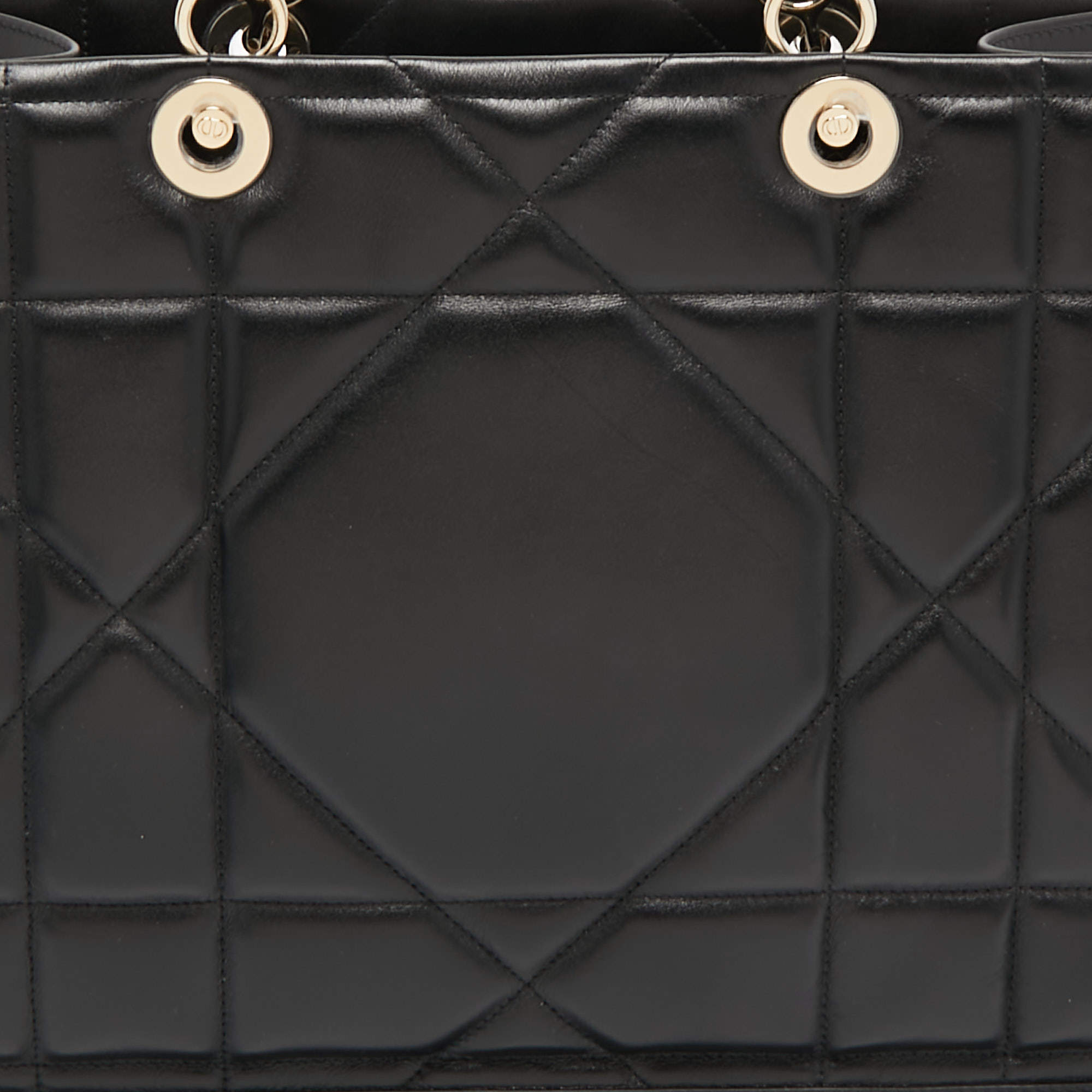 Medium Dior Essential Tote Bag Black Archicannage Calfskin