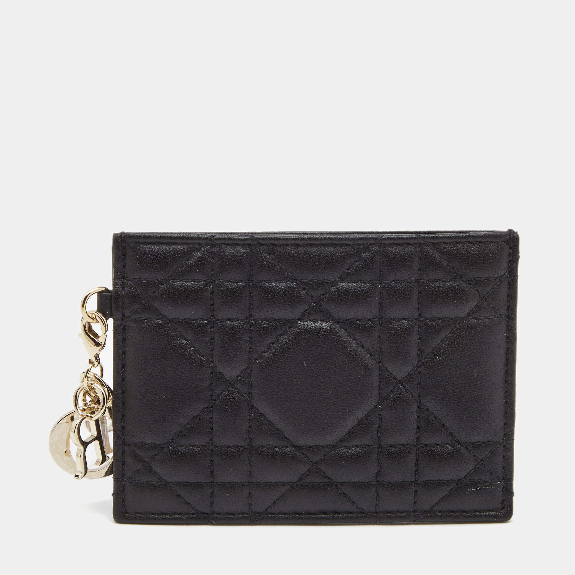 Dior Black Cannage Leather Lady Dior Card Holder