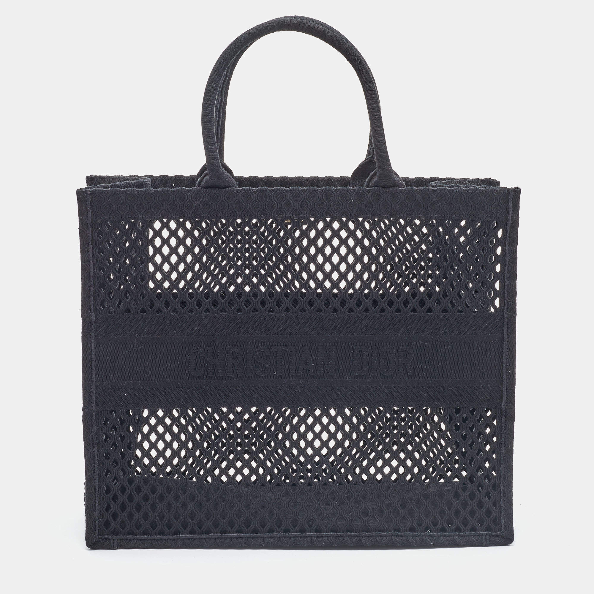 مملوكة مسبقًا حقيبة يد توتس ديوربوك تول دو جوي كانفاس مطرز وردي/أبيض كبيرة