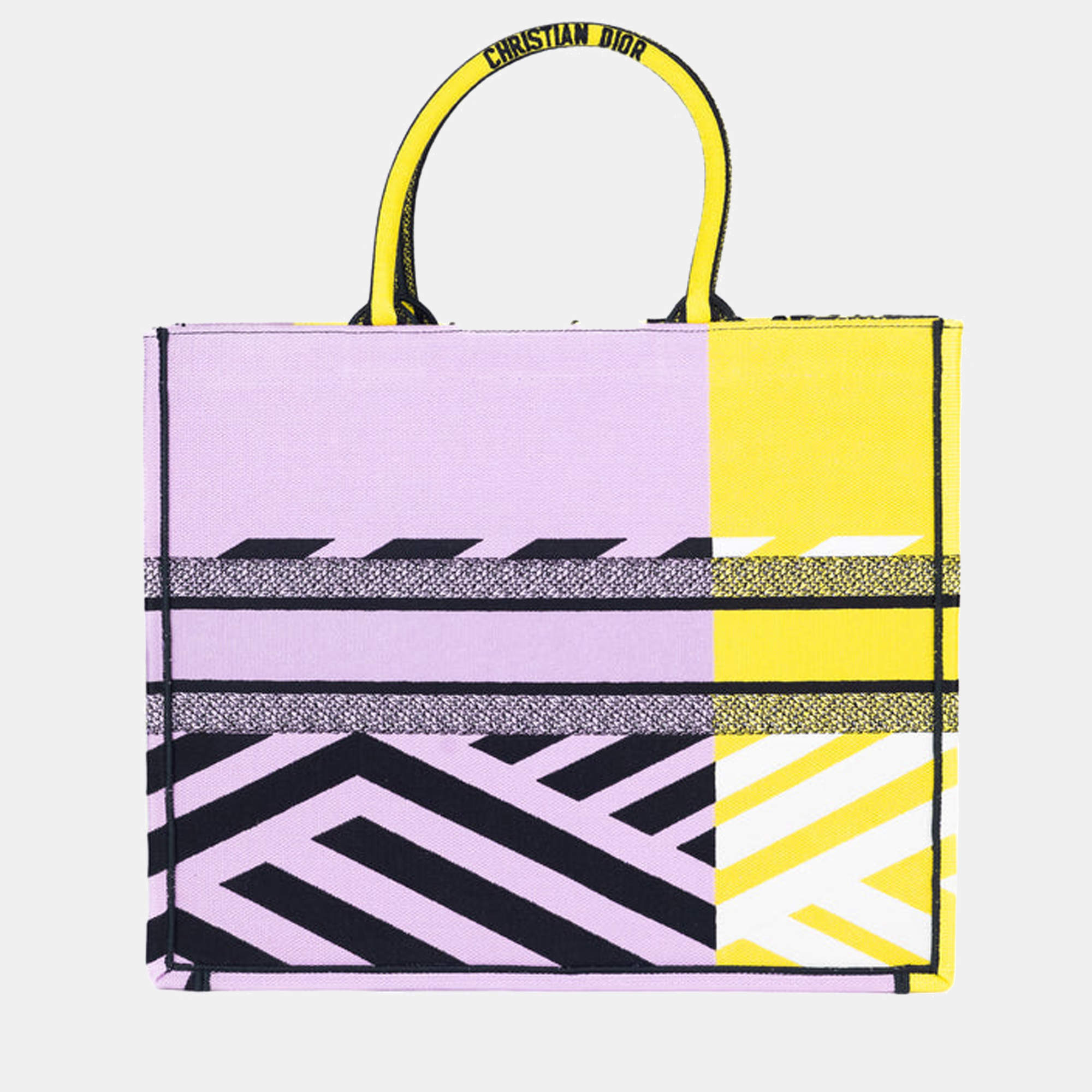 Exclusive] Dior Large book tote in bright yellow and pink D-jungle