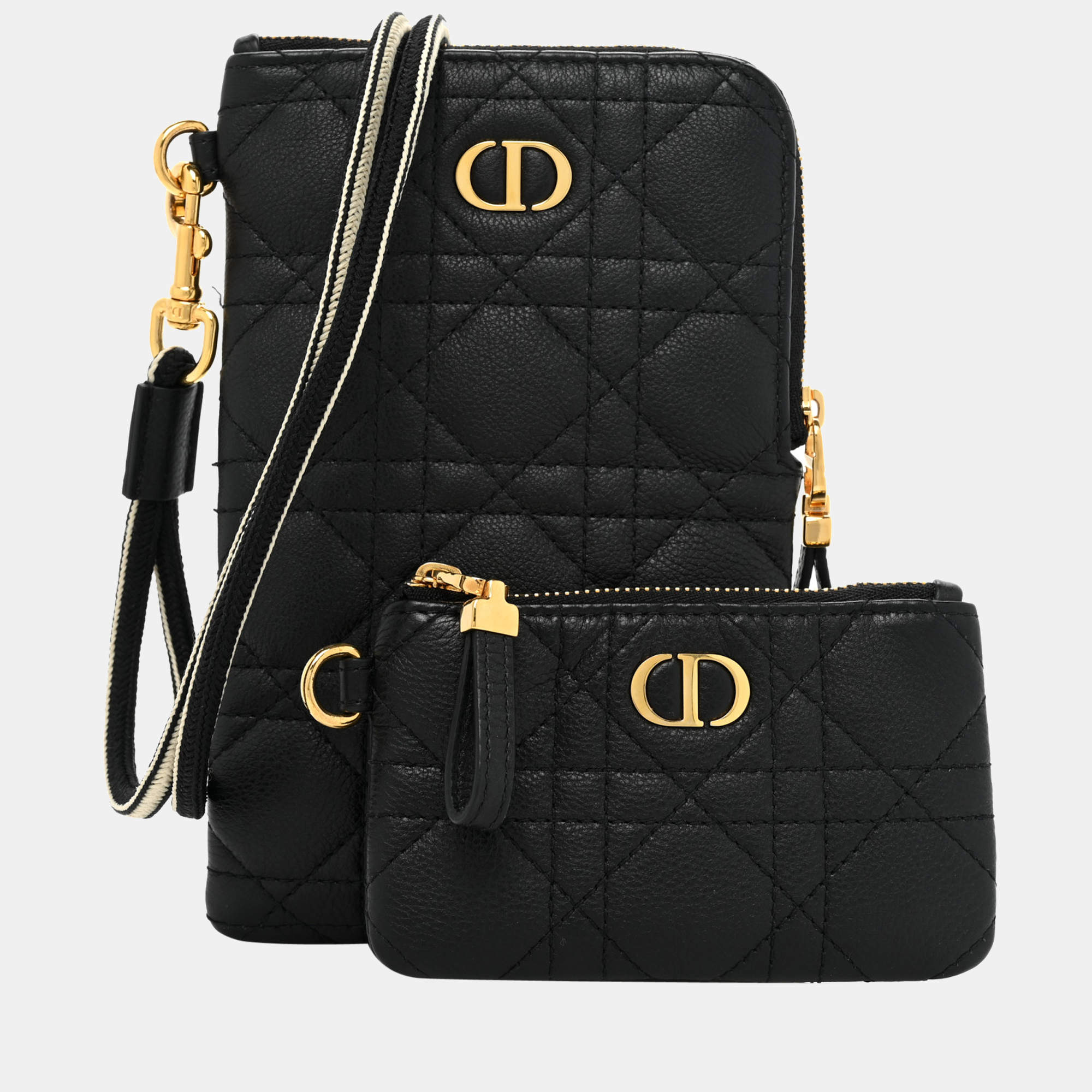 Pre Owned DIOR Black Supple Cannage Calfskin CARO MULTIFUNCTIONAL POUCH S5036UWHC900U