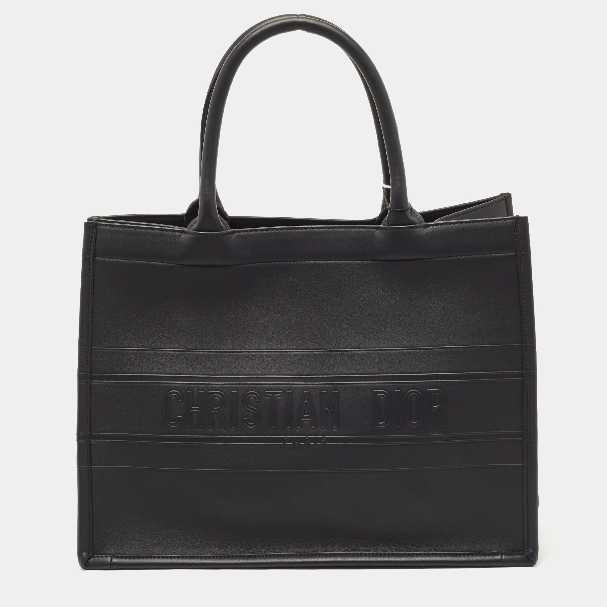 Pre Owned Dior Black Leather Medium Book Tote