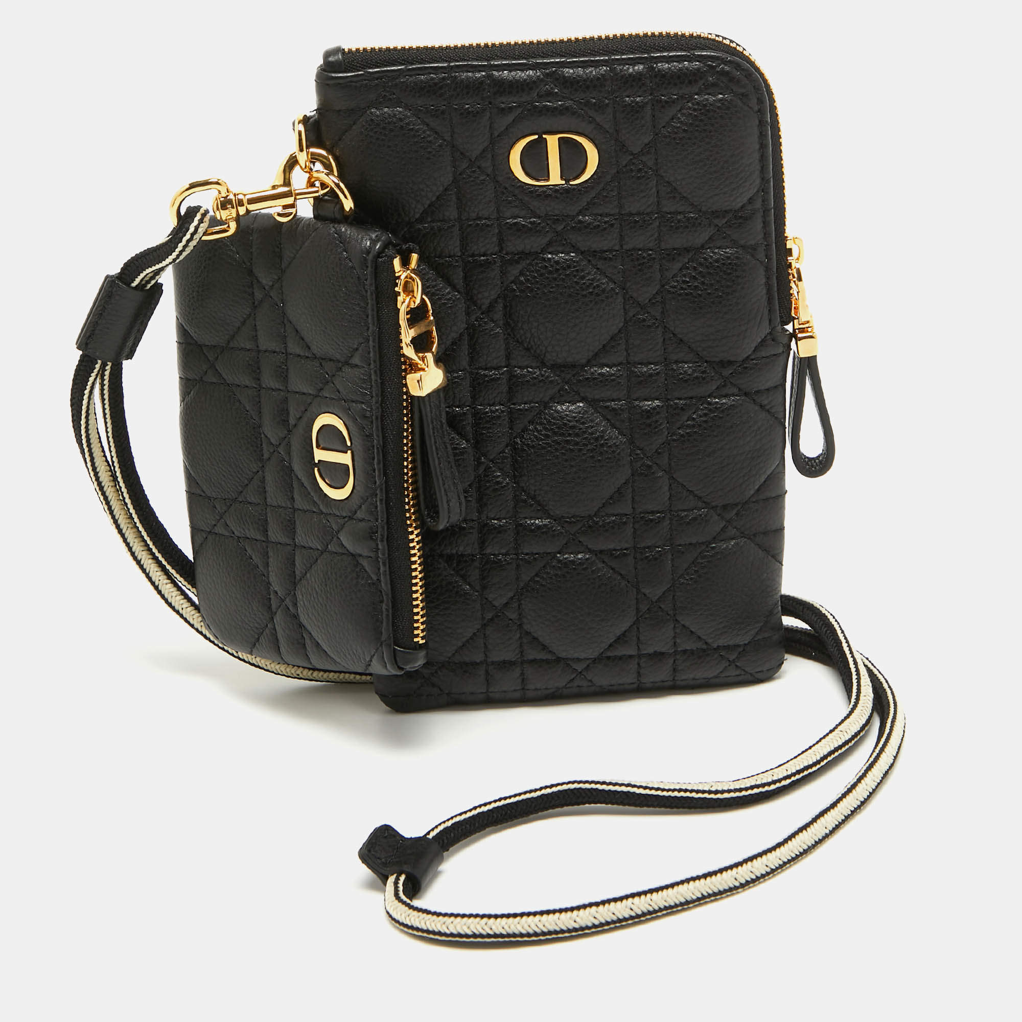 Dior Black Cannage Leather Caro Multifunctional Pouch