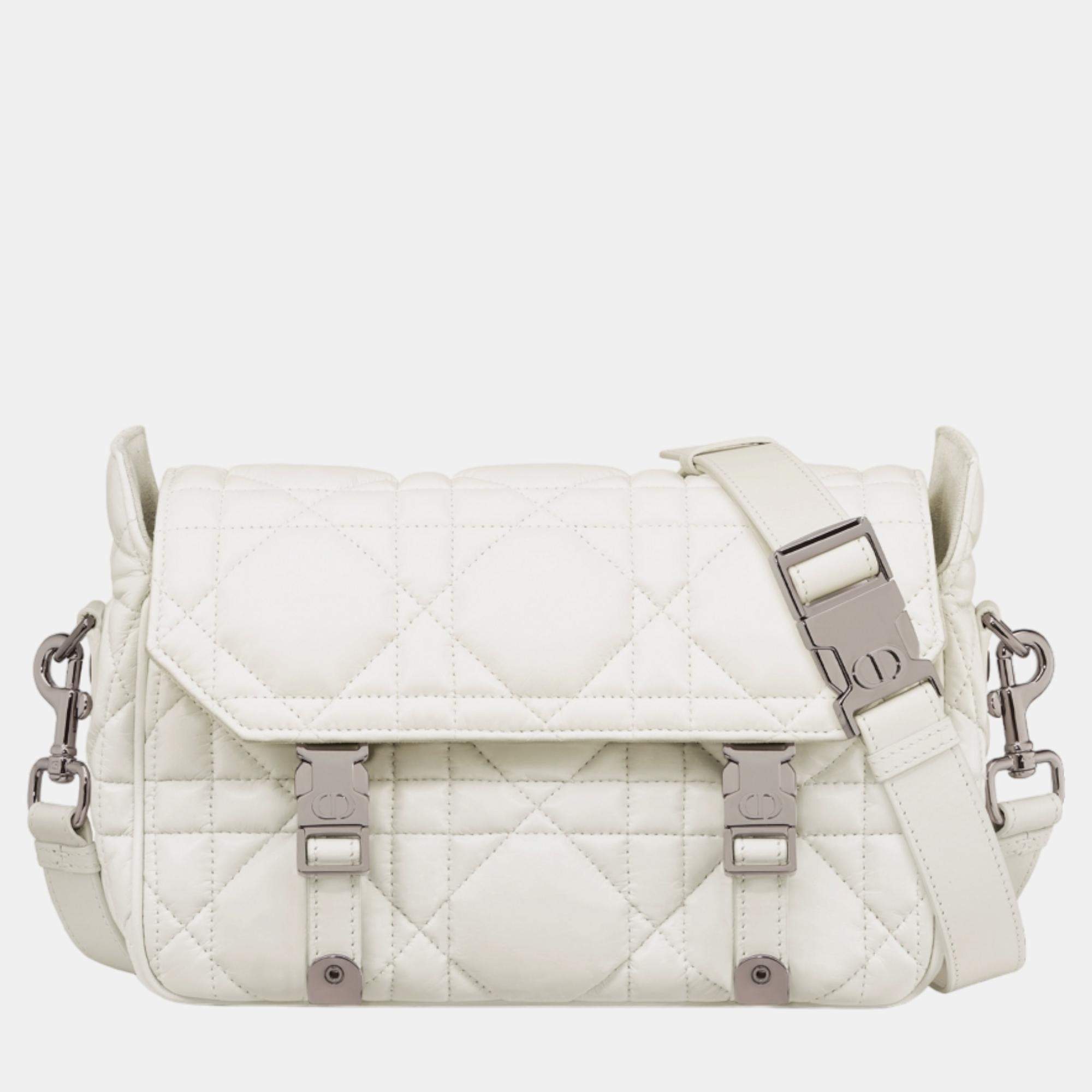 Christian Dior White Calfskin Small Diorcamp Bag