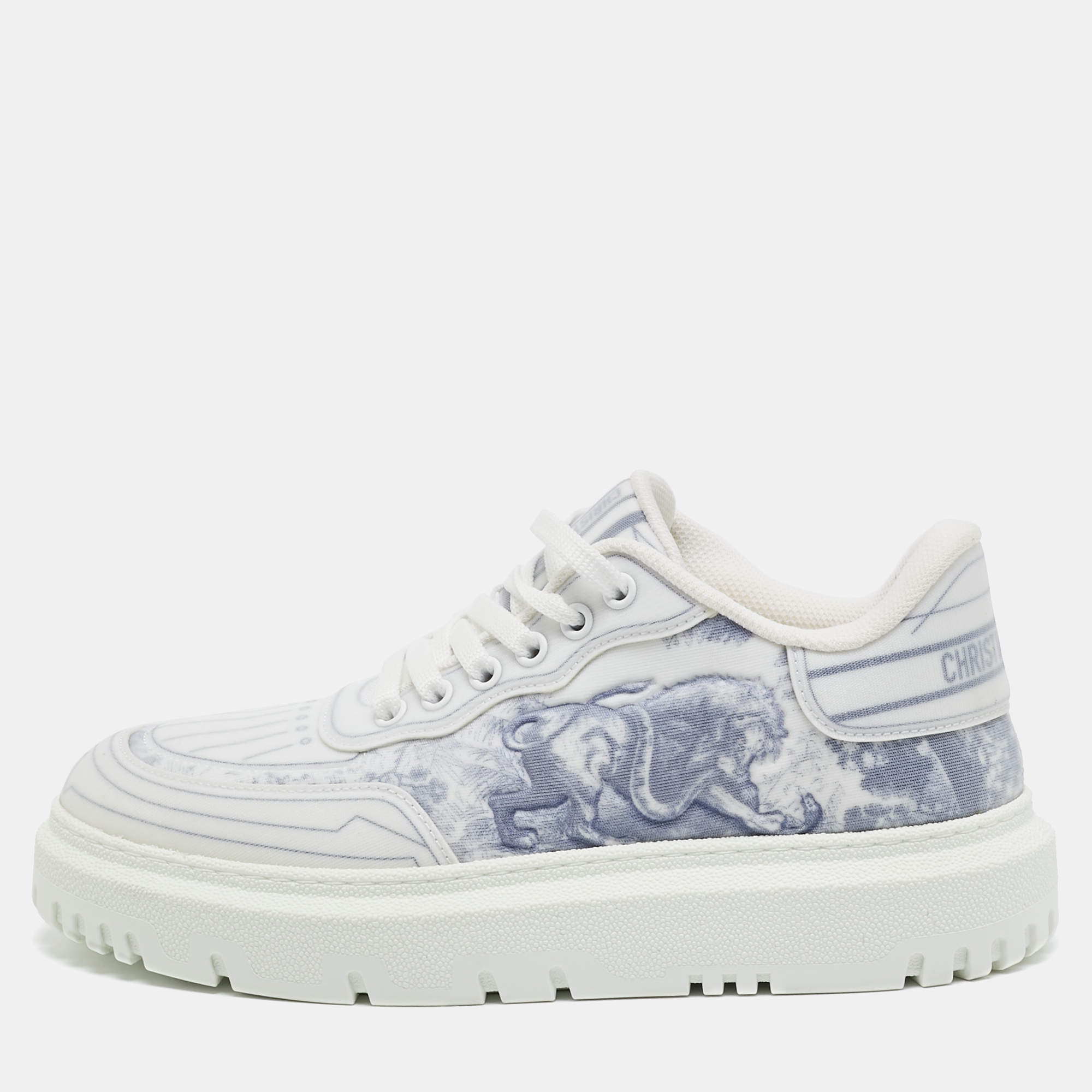 Dior Blue/White Canvas and Mesh Dior Addict  Sneakers Size 38
