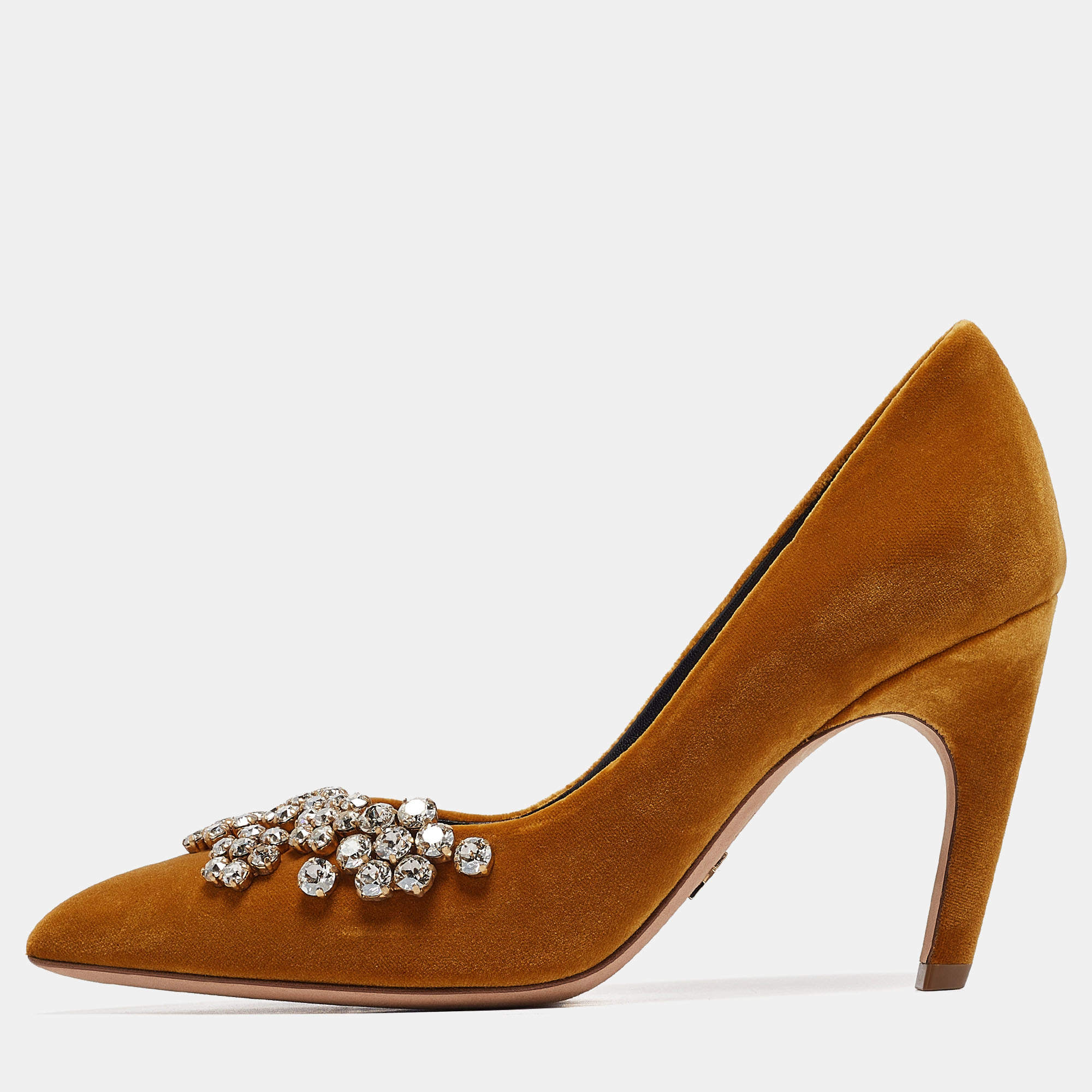 Dior Mustard Yellow Velvet Dior Soul Pumps Size 36