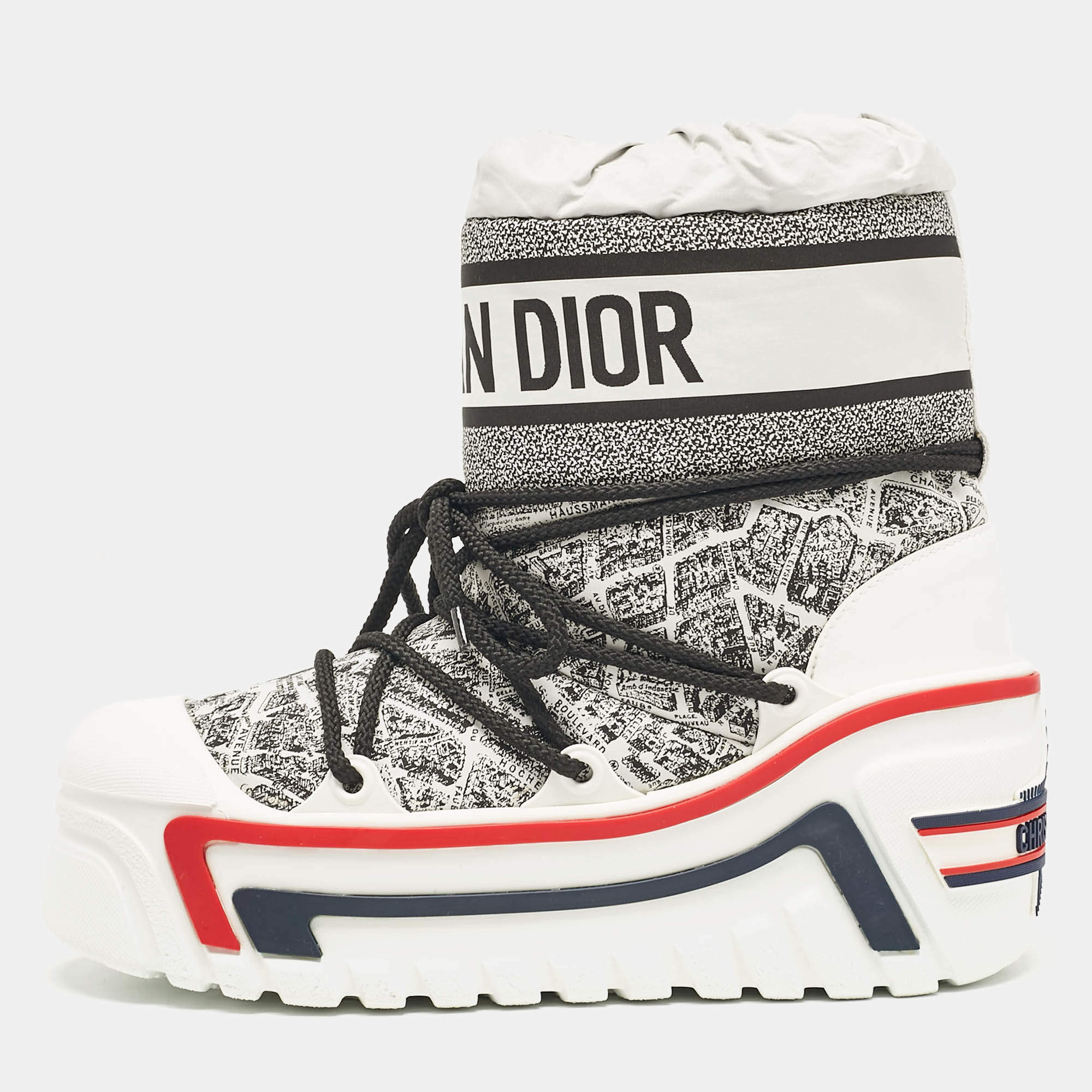 Pre Owned Dior Black/White Nylon Dioralps High Top Sneakers Size 38