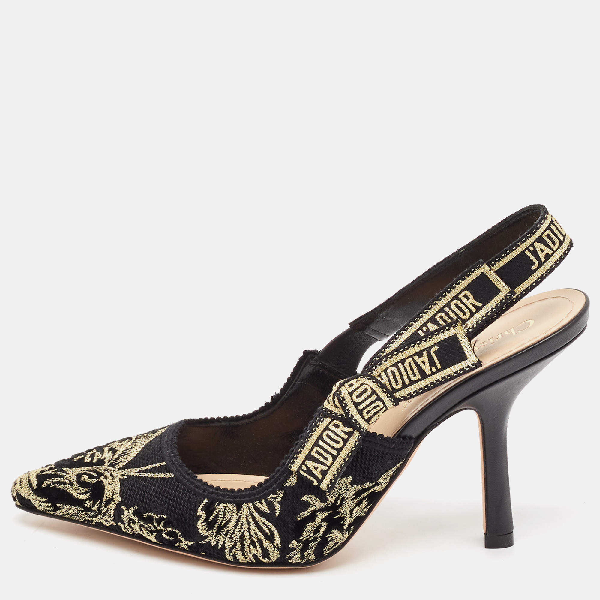 Dior Black/Gold  Fabric and Lurex Fabric J'Adior Pumps Size 36.5