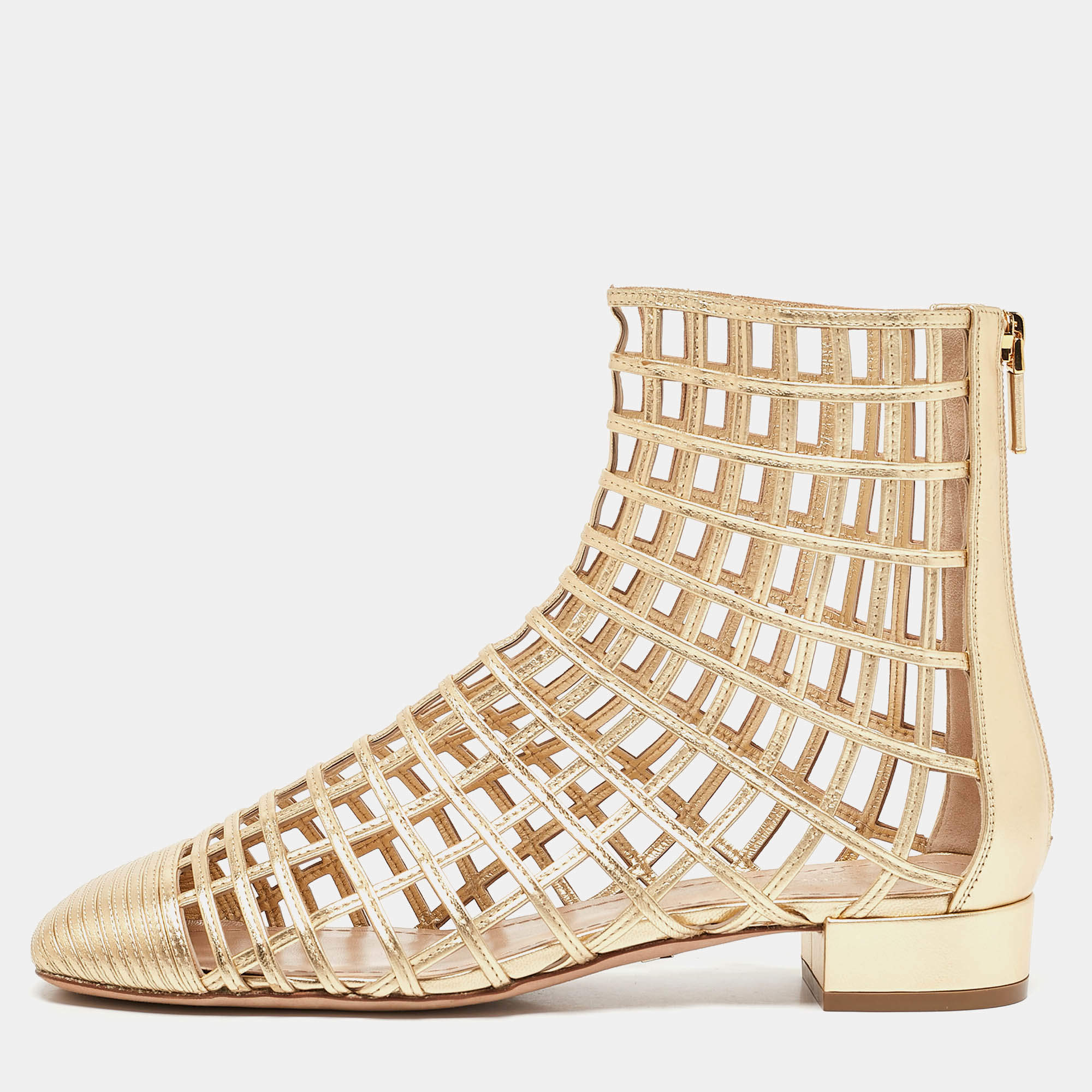 Dior Gold Leather Oracle Ankle Length Boots Size 39