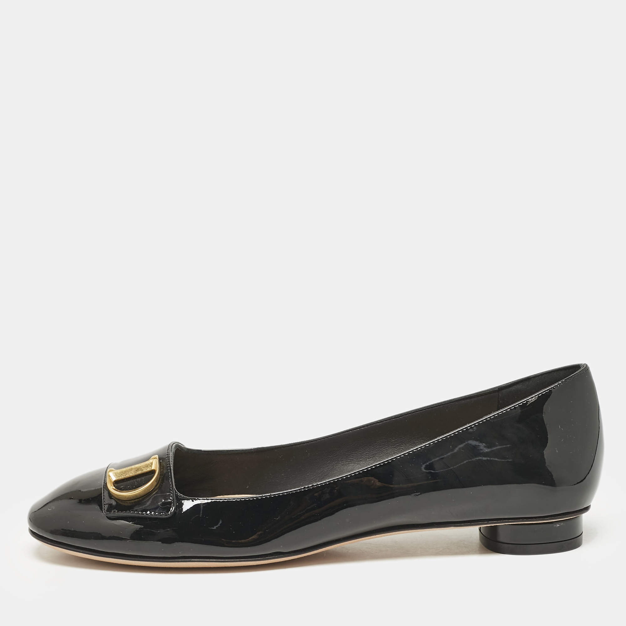 Dior Black Patent Leather C'est Ballet Flats Size 39