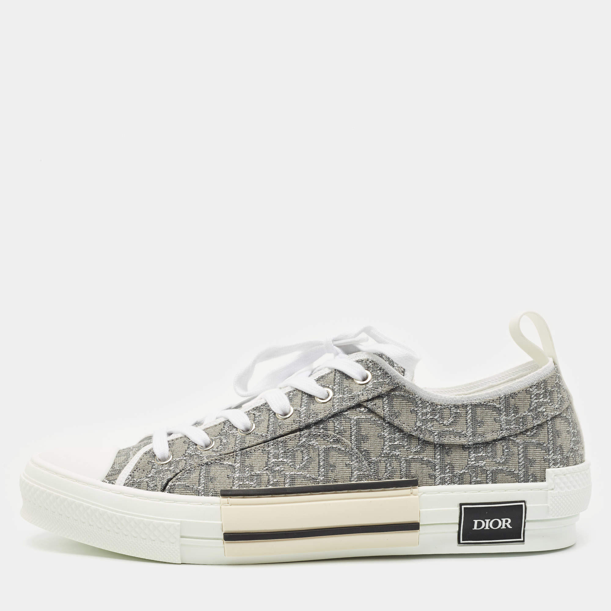 Dior Grey Oblique Canvas B23 Low Top Sneakers Size 45