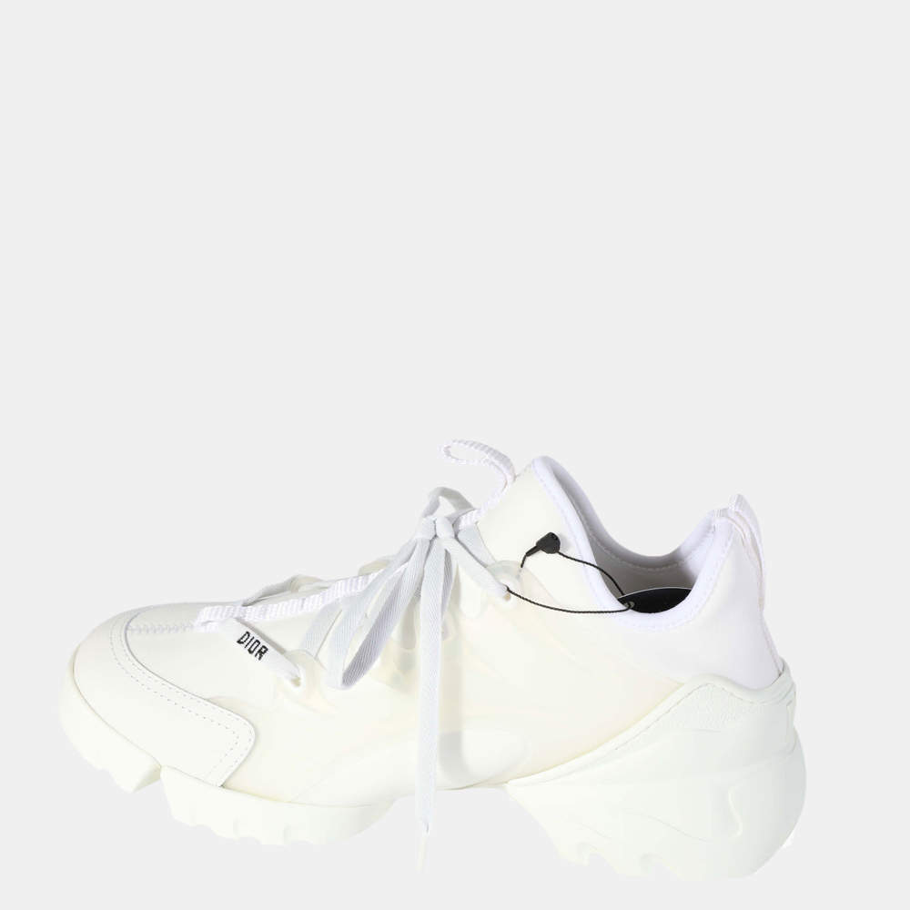مملوكة مسبقًا Dior White Technical Fabric D-Connect Sneaker Size EU 37.5