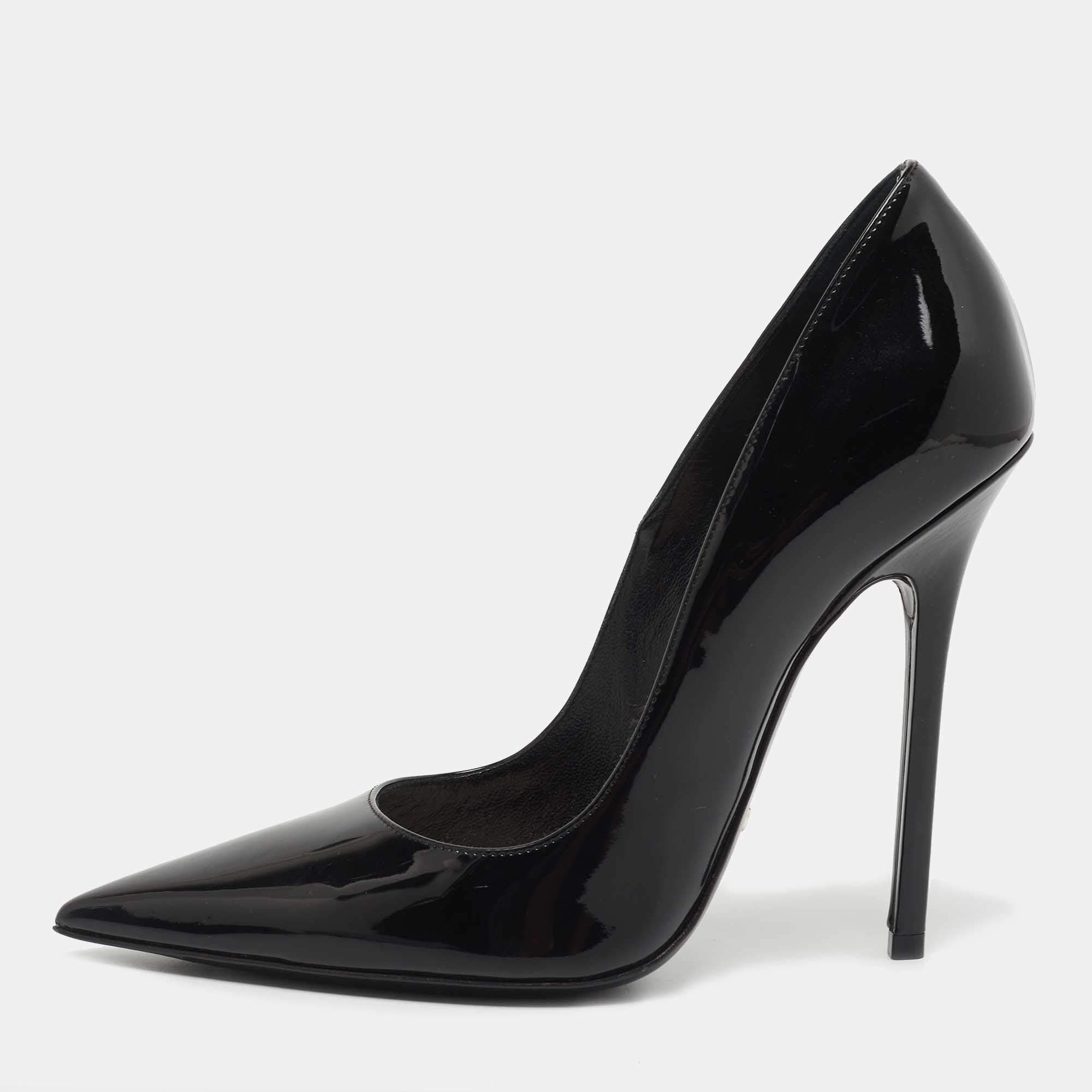 Pre Owned Dior Black Patent Leather Pointed Toe Pumps Size 37