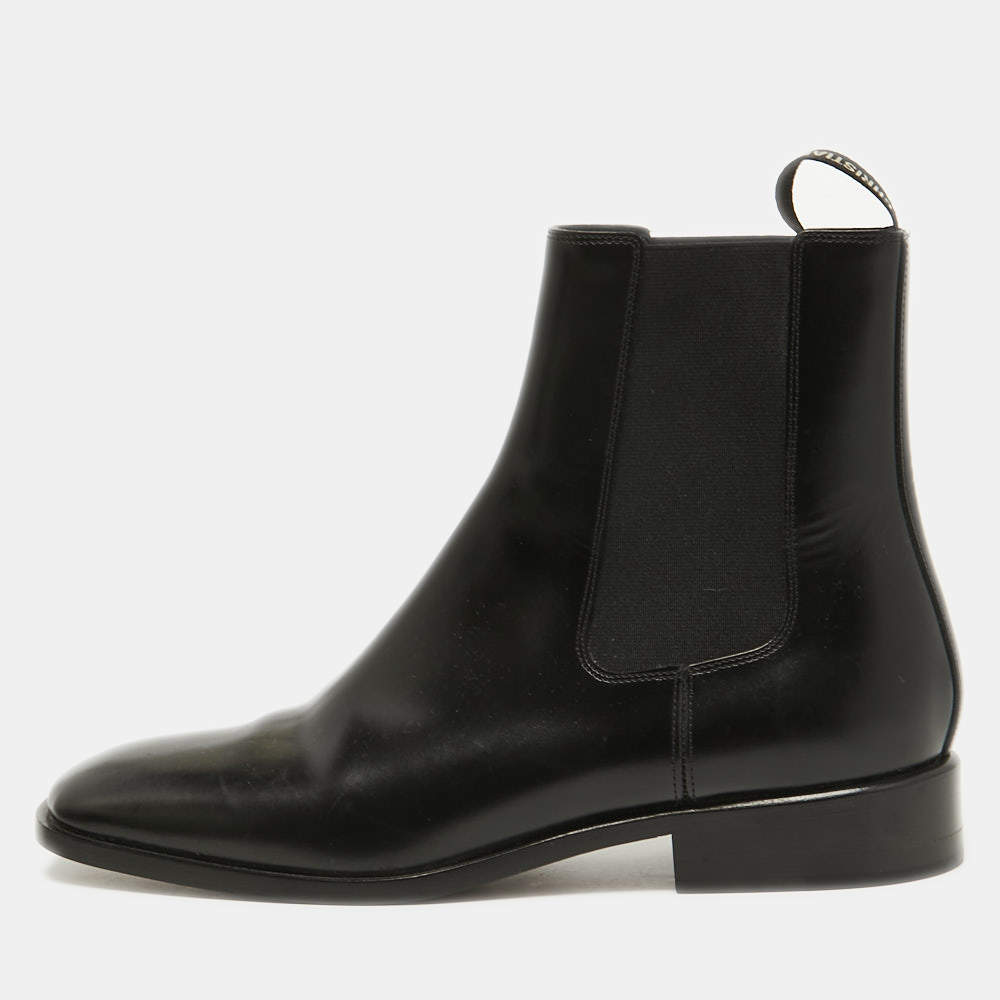 Pre Owned Dior Black Leather Boyish-D Ankle Boots Size 38.5