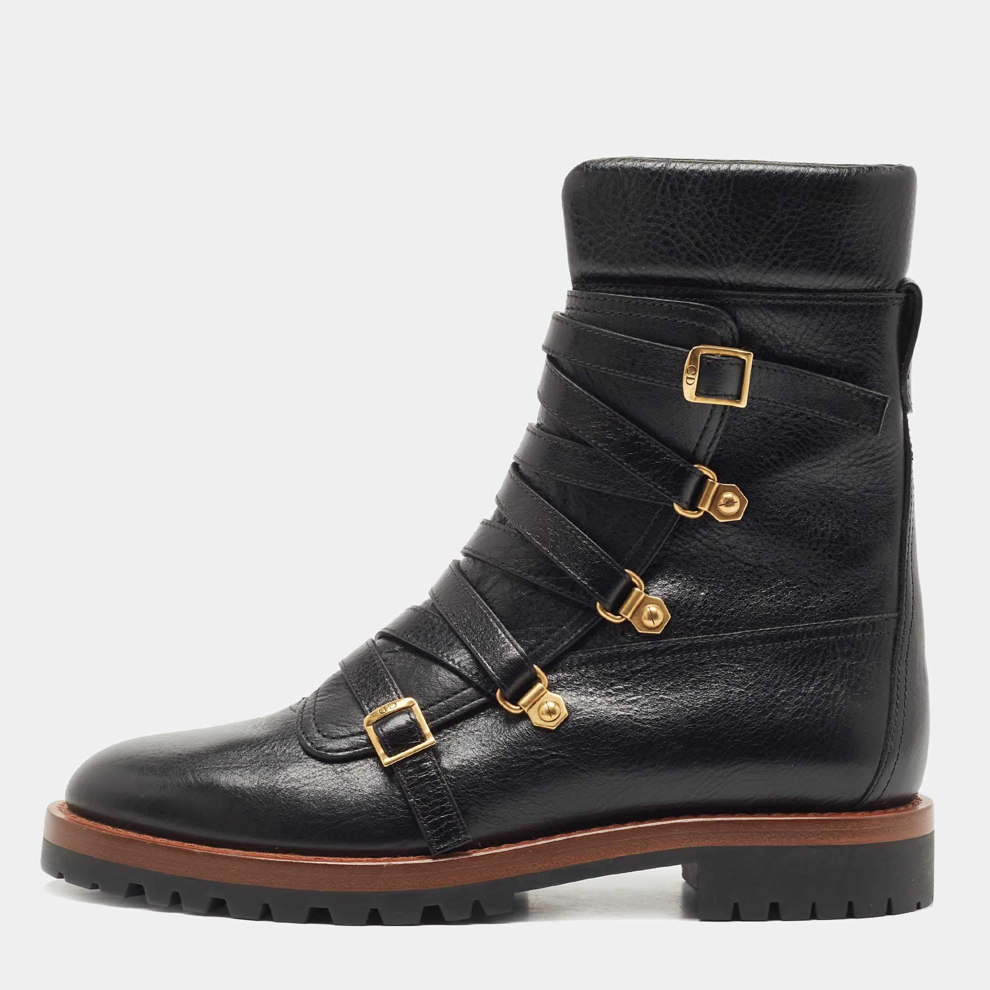 Dior Black Leather Wildior Boots Size 39