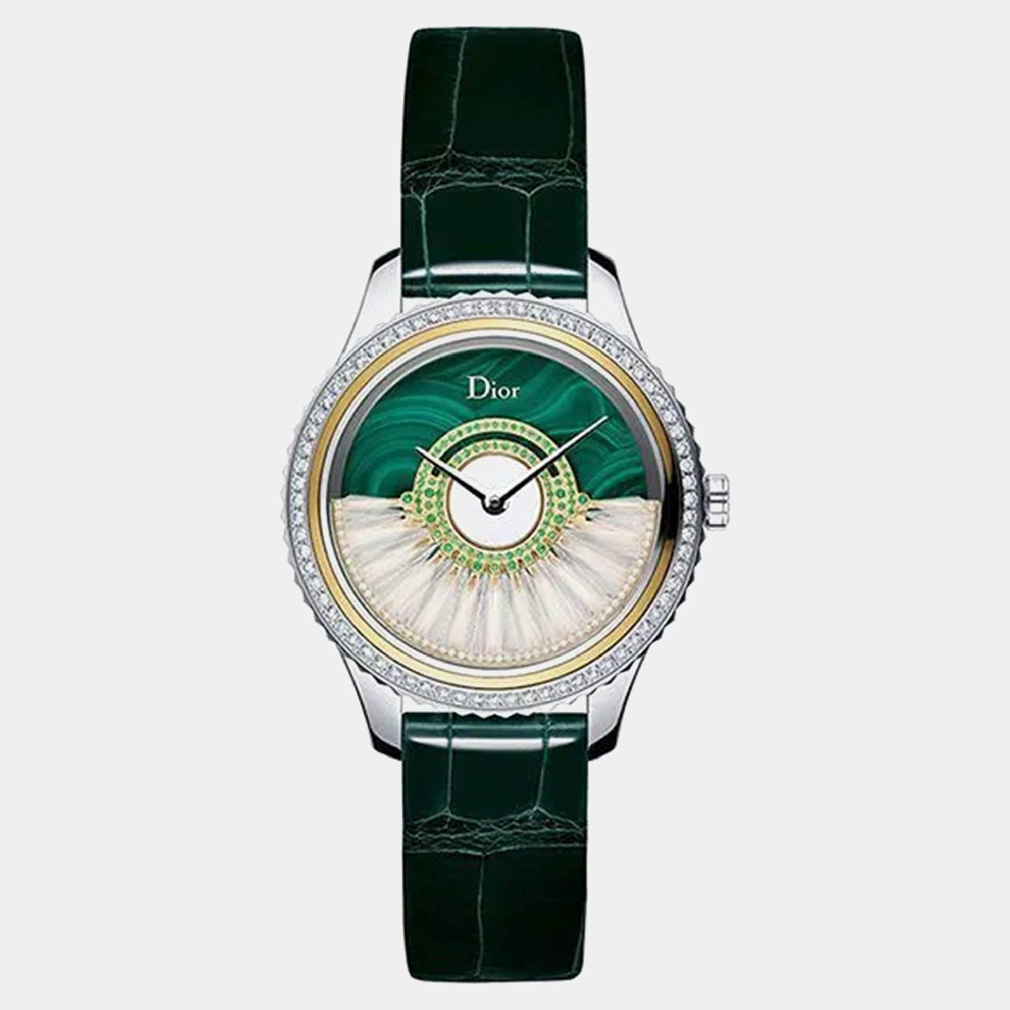 Dior Malachite Diamond Stainless Steel Grand Bal Cd153B22A001 Automatic Women's Wristwatch 36 mm