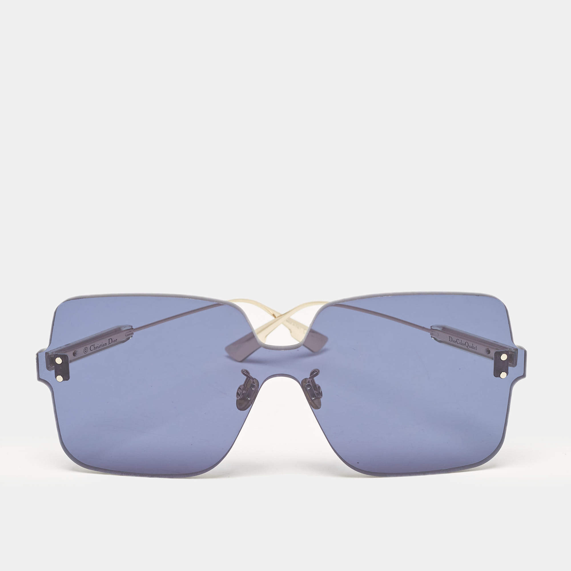 Pre Owned Dior Blue/Gold DiorColorQuake1Rimless Shield Sunglasses