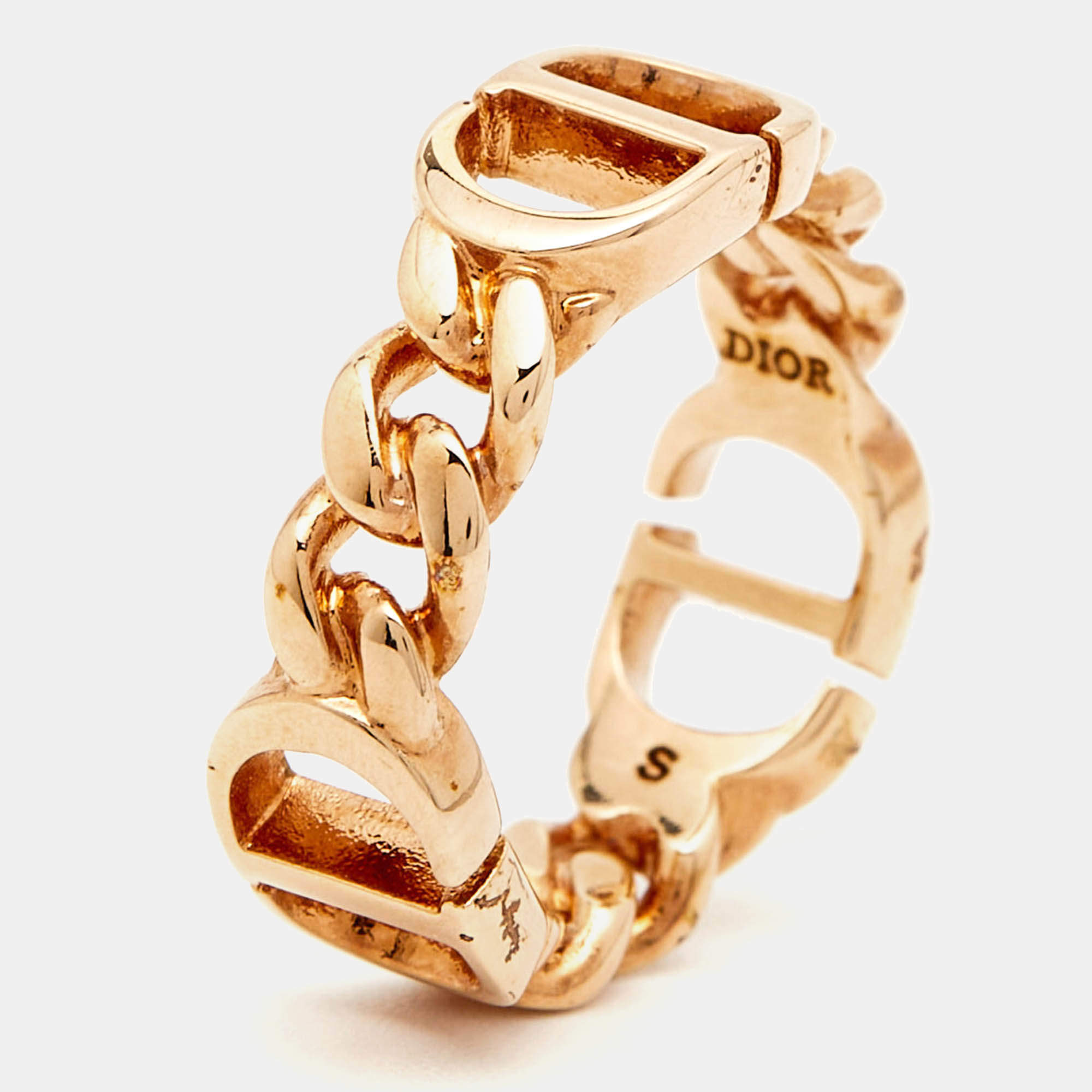Pre Owned Dior CD Petit Gold Tone Ring Size 52