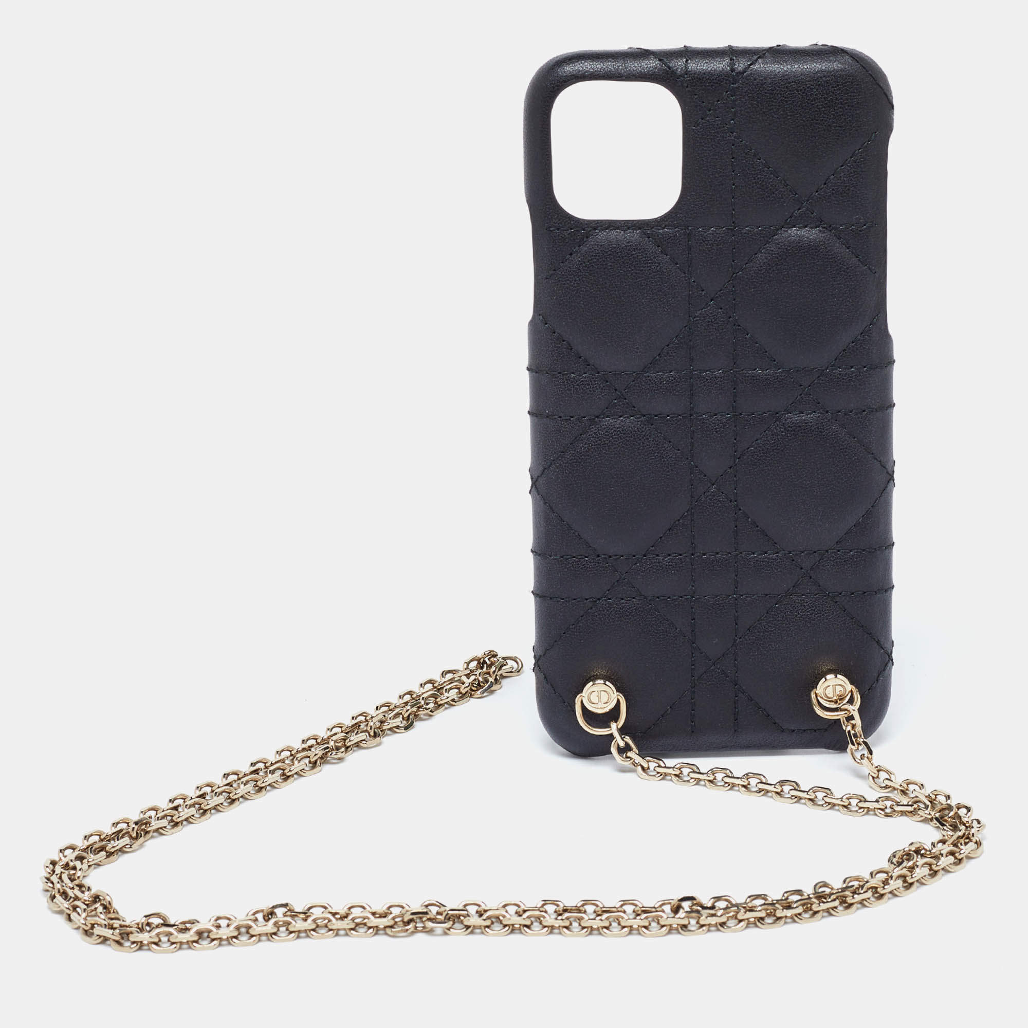 Pre Owned Dior Black Cannage Quilted Leather iPhone 11 Pro Max Case
