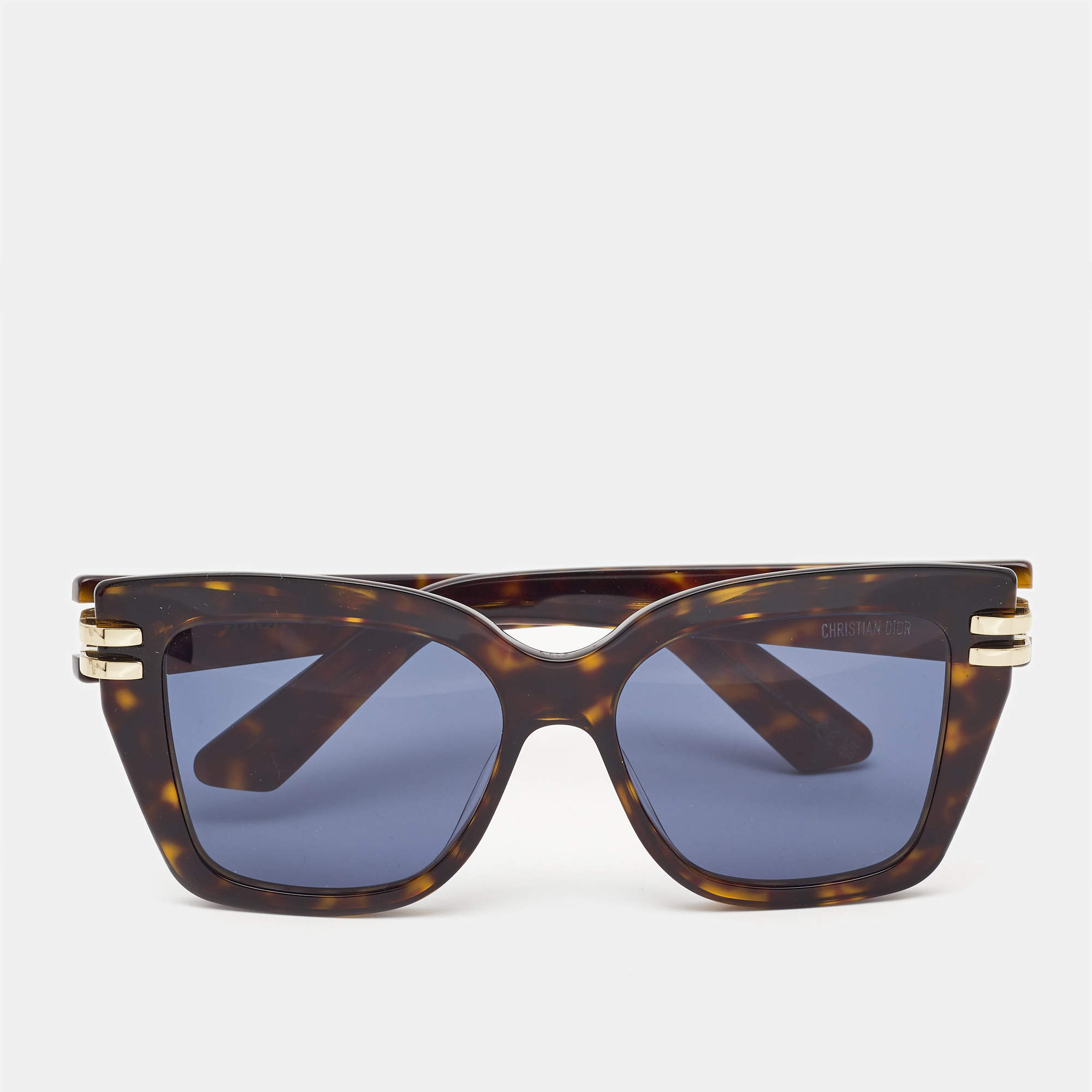 Pre Owned Dior Havana/ Blue CDior S1I Square Sunglasses