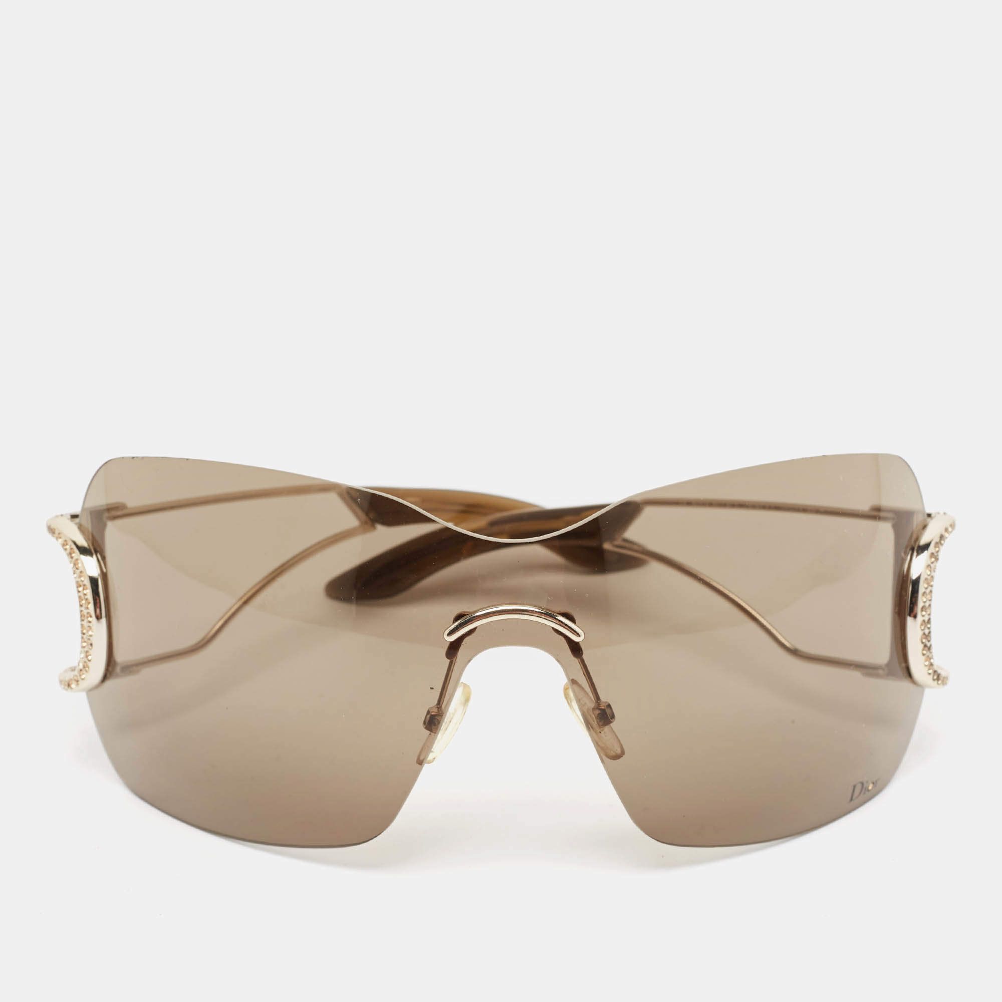 Dior Brown Gradient Diorly1 Crystals Shield Sunglasses
