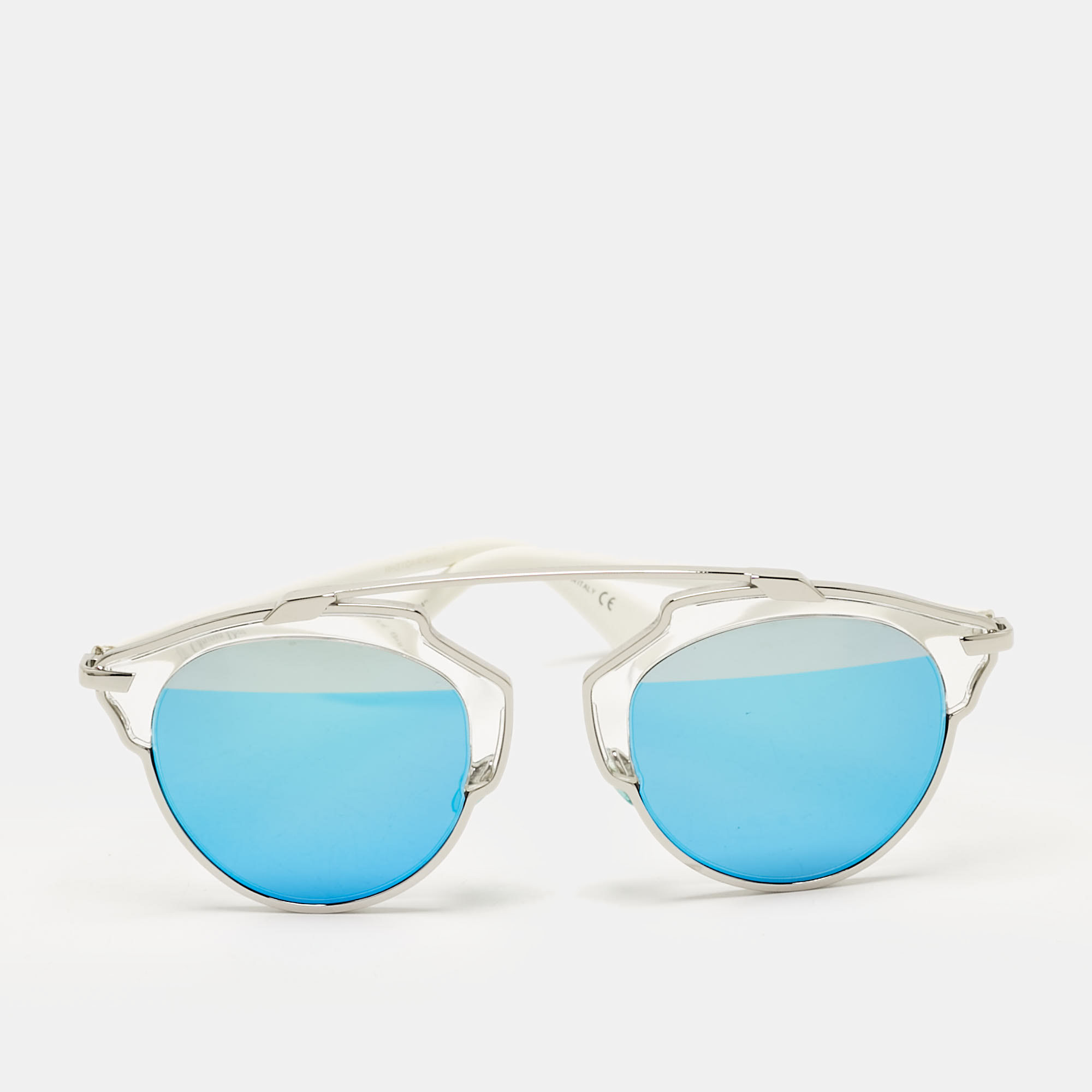 Dior Silver/Blue Mirrored DiorSoReal Aviator Sunglasses