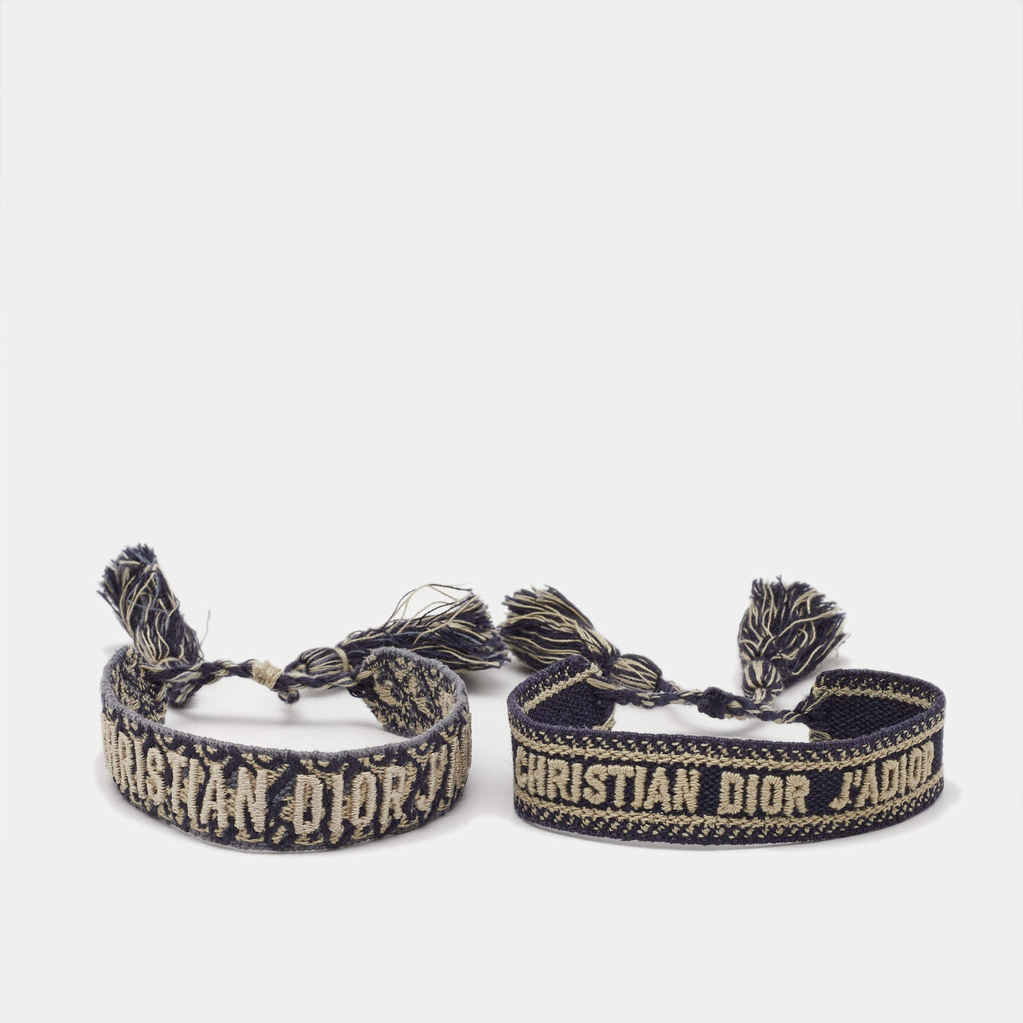 Pre Owned Dior J'Adior Woven Fabric Friendship Bracelet Set of 2