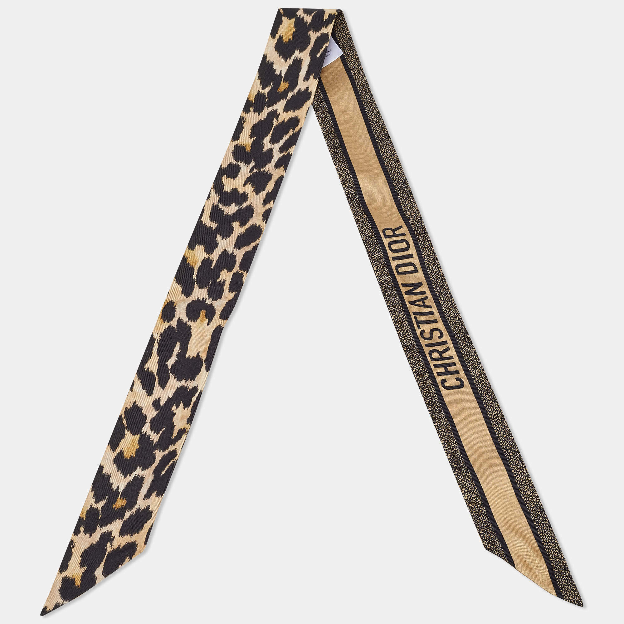 Dior Beige/Black Leopard Print Silk Mizza Mitzah Scarf