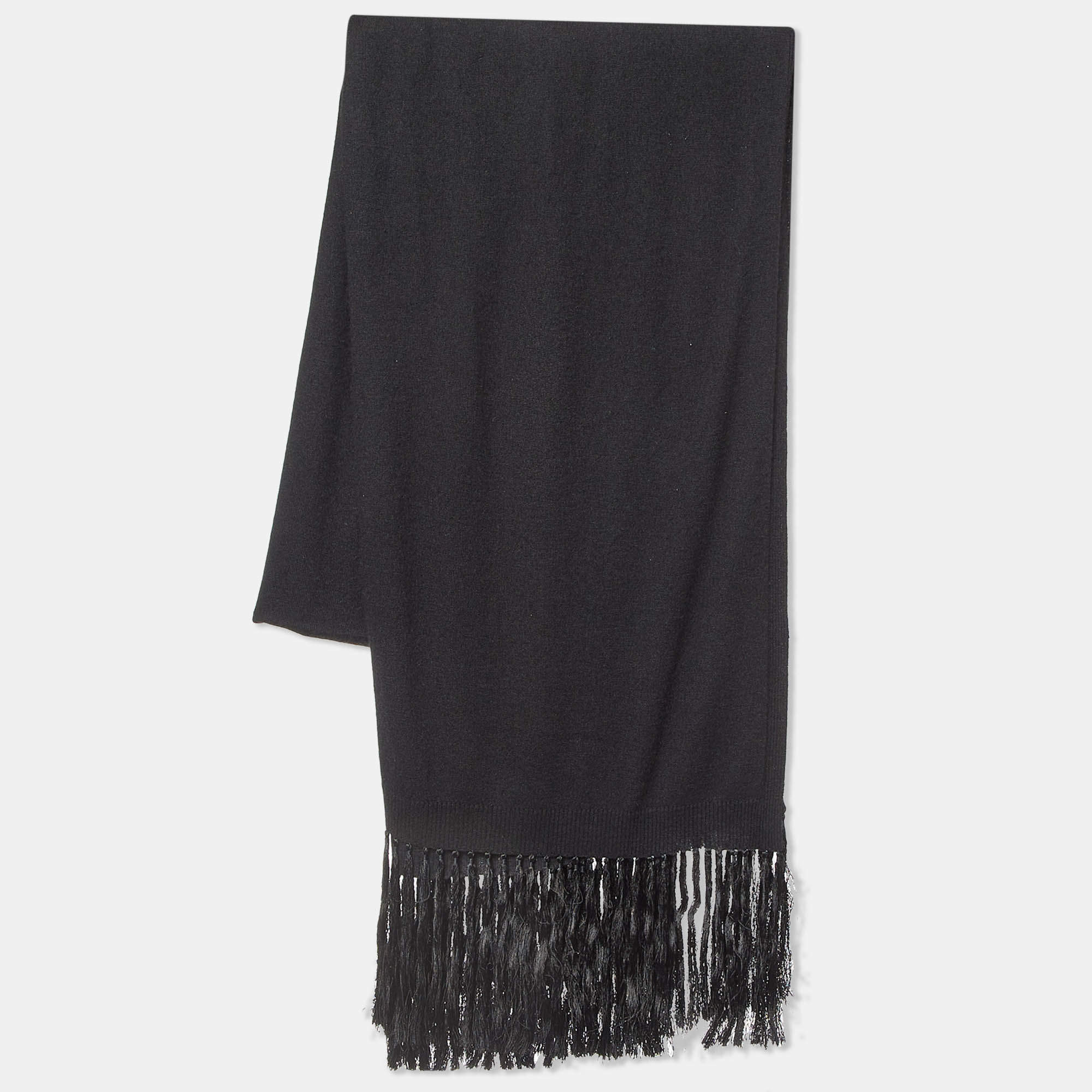 Dior Black Cashmere Fringed Stole