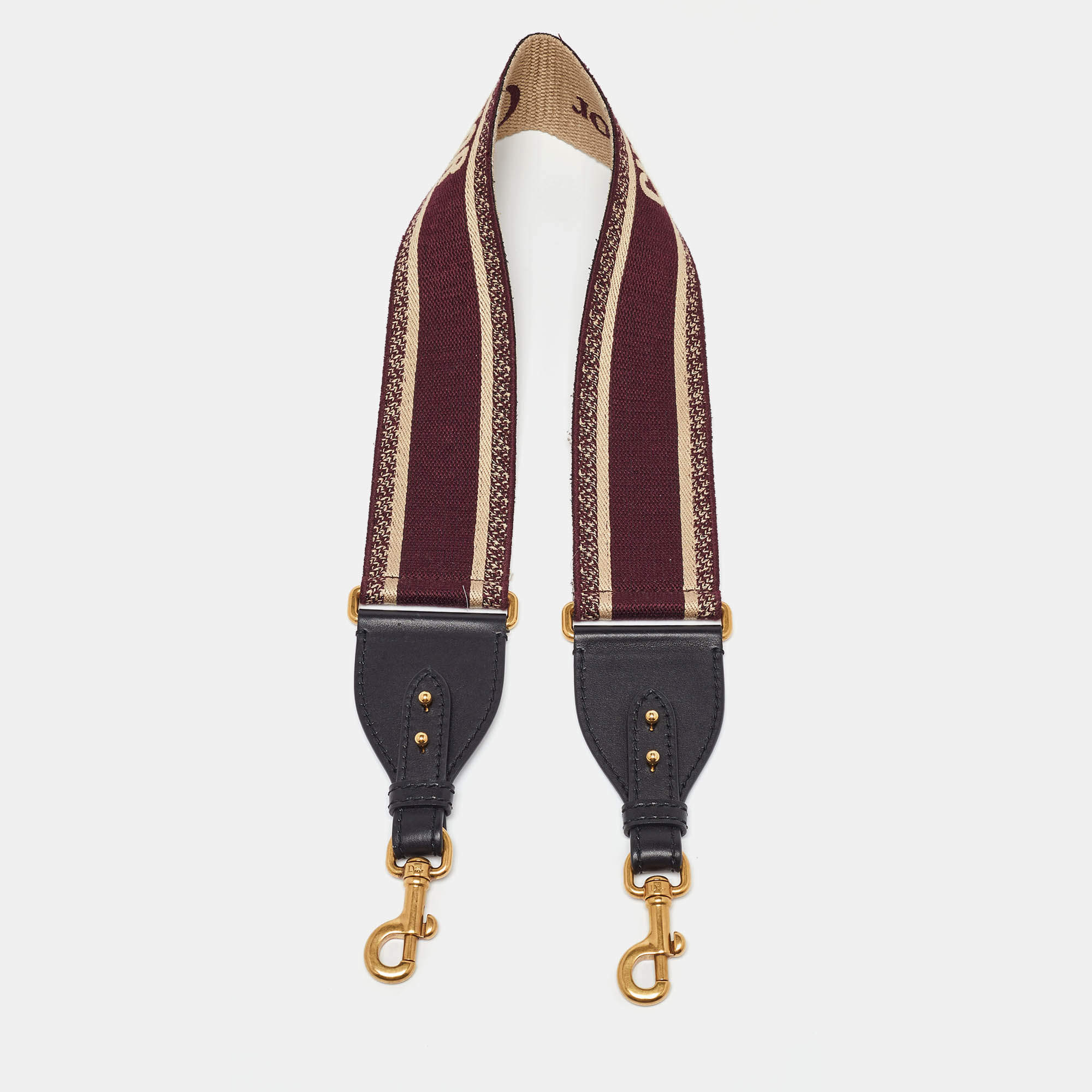 Dior Burgundy Embroidered Canvas and Leather Book Shoulder Strap