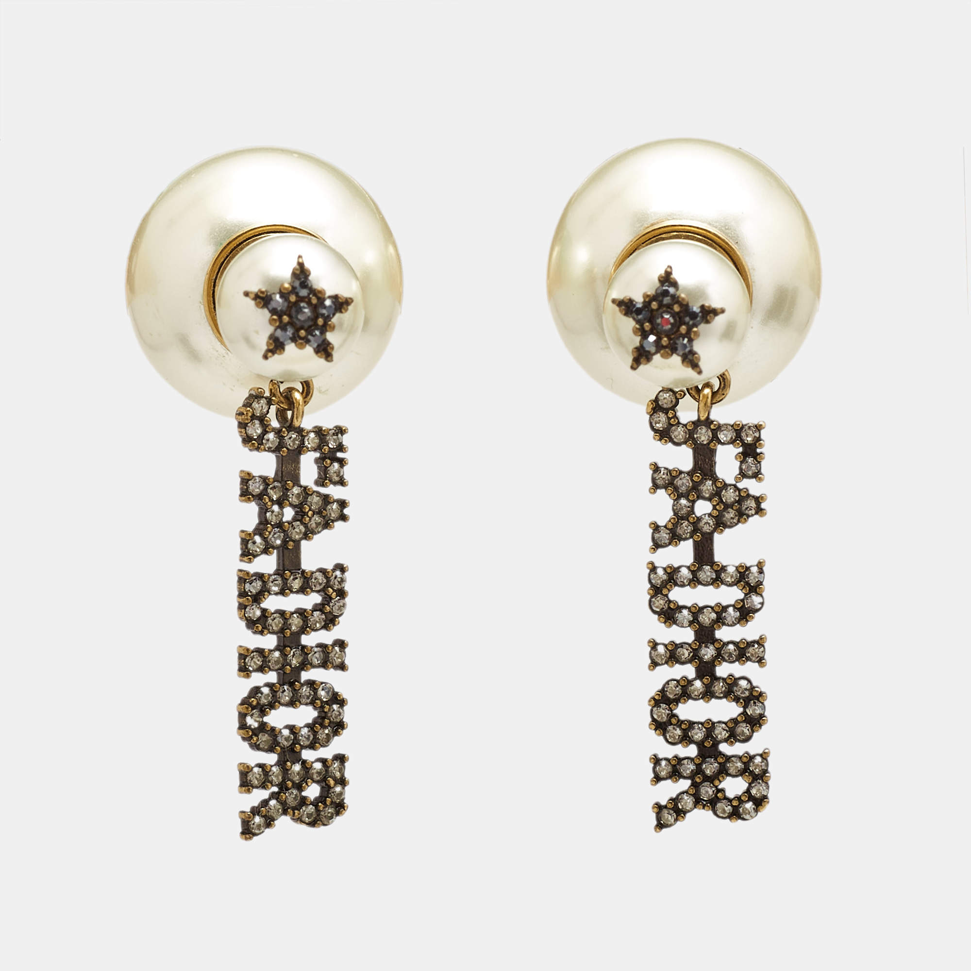 Pre Owned Dior  J'Adior Tribales Faux Pearl Crystal Drop Earrings