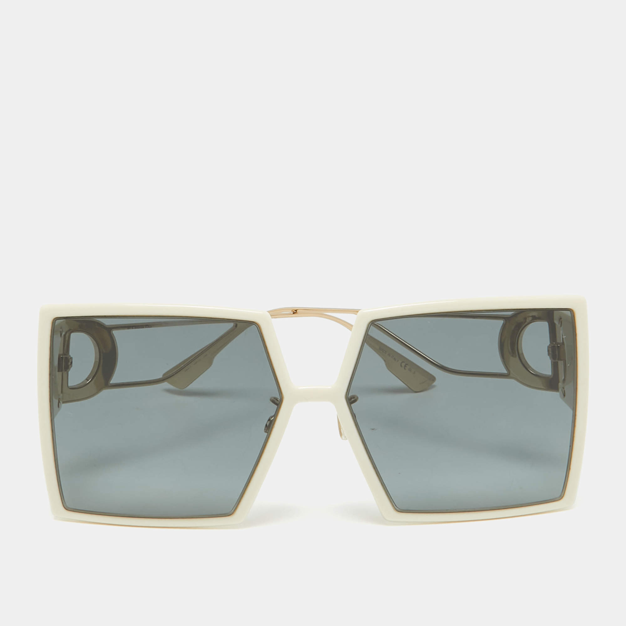 Pre Owned Dior Off White/Black 30 Montaigne Square Sunglasses