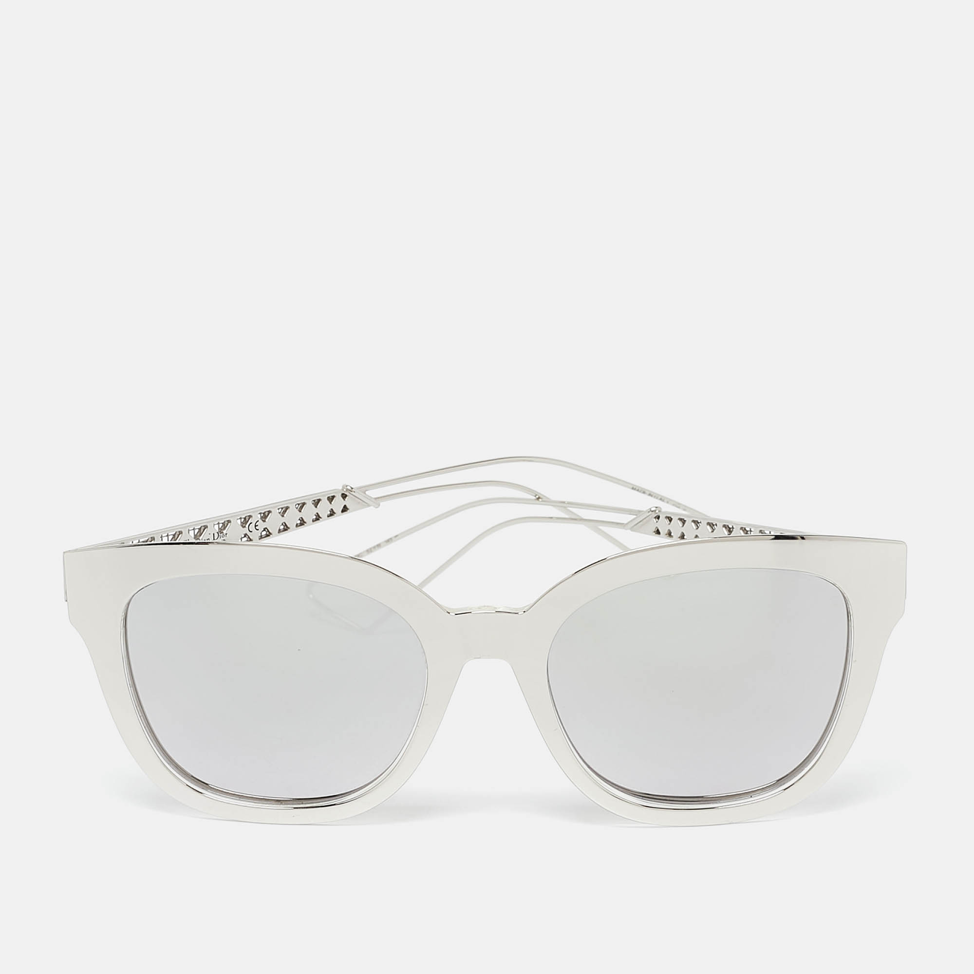 Pre Owned Dior Silver Mirrored TGUDC Diorama 1 Wayfarer Sunglasses