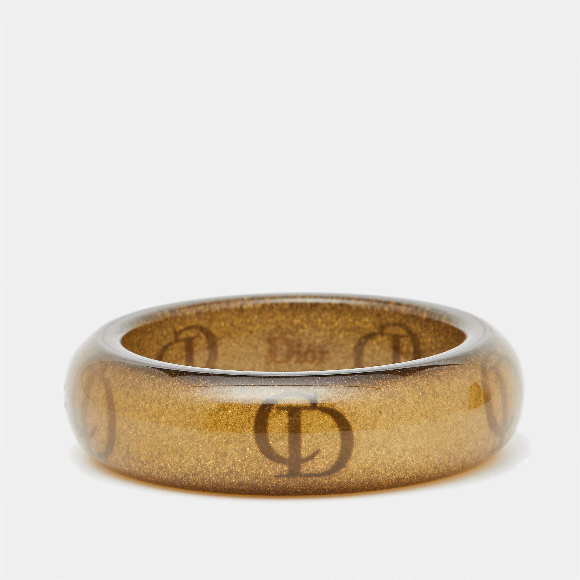 Dior CD Glittery Gold Logo Resin Bangle Bracelet