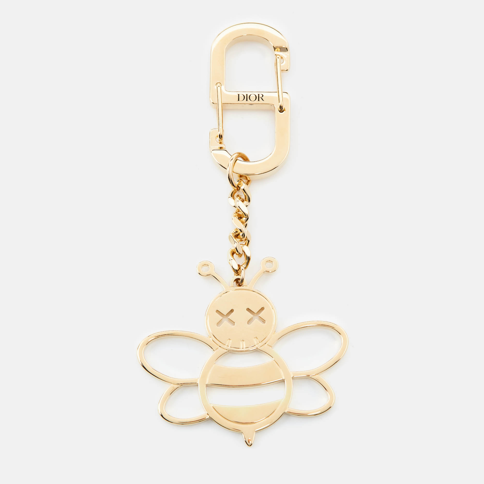 Pre Owned Dior X Kaws Bee Gold Tone Keychain