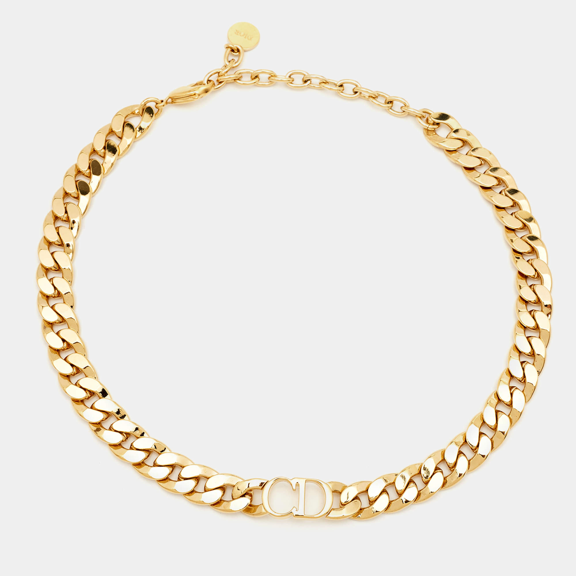 Pre Owned Dior CD Danseuse Etoile Gold Tone Choker Necklace
