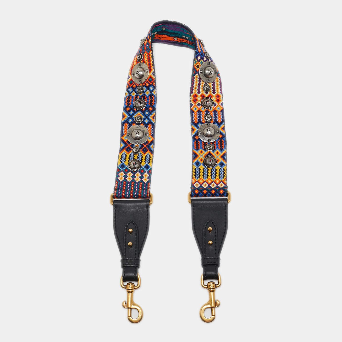 Dior Multicolor Canvas and Leather Studded Shoulder Bag Strap