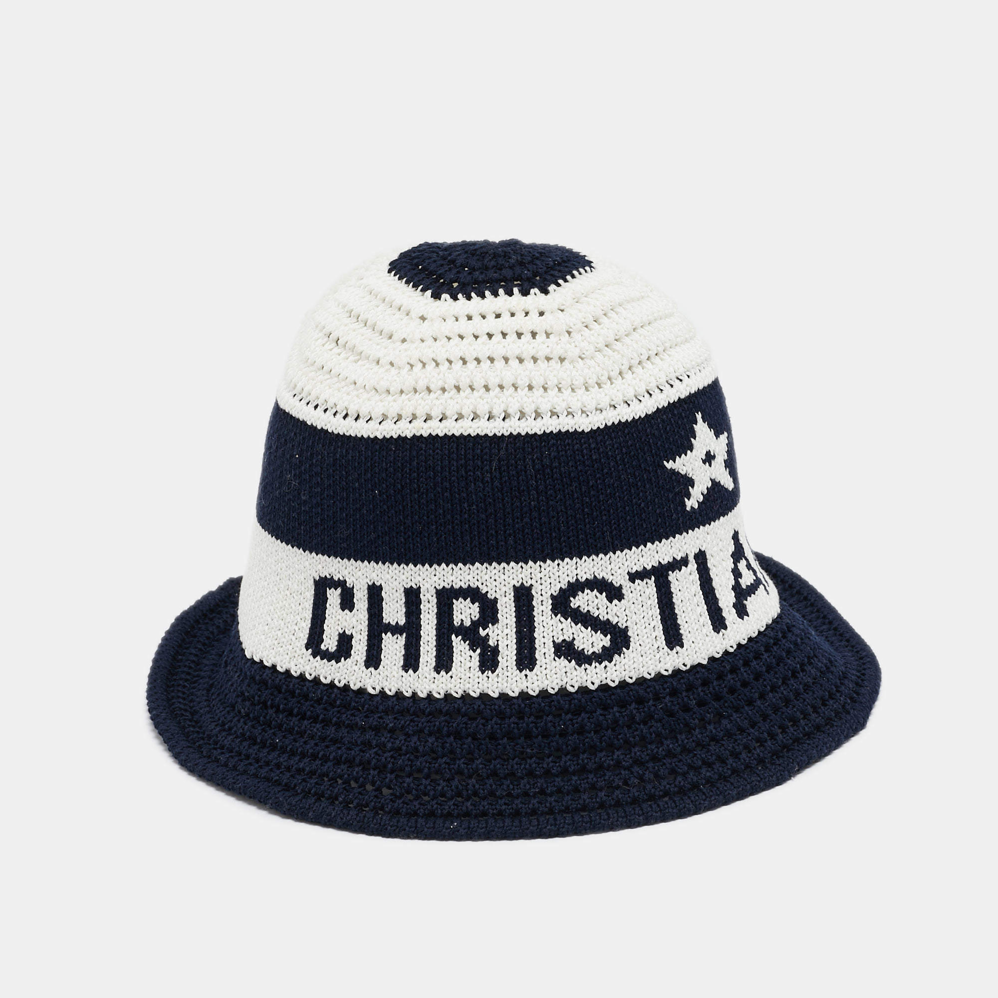 Christian Dior Logo Cotton Knit D-Tulipe Cloche Hat S