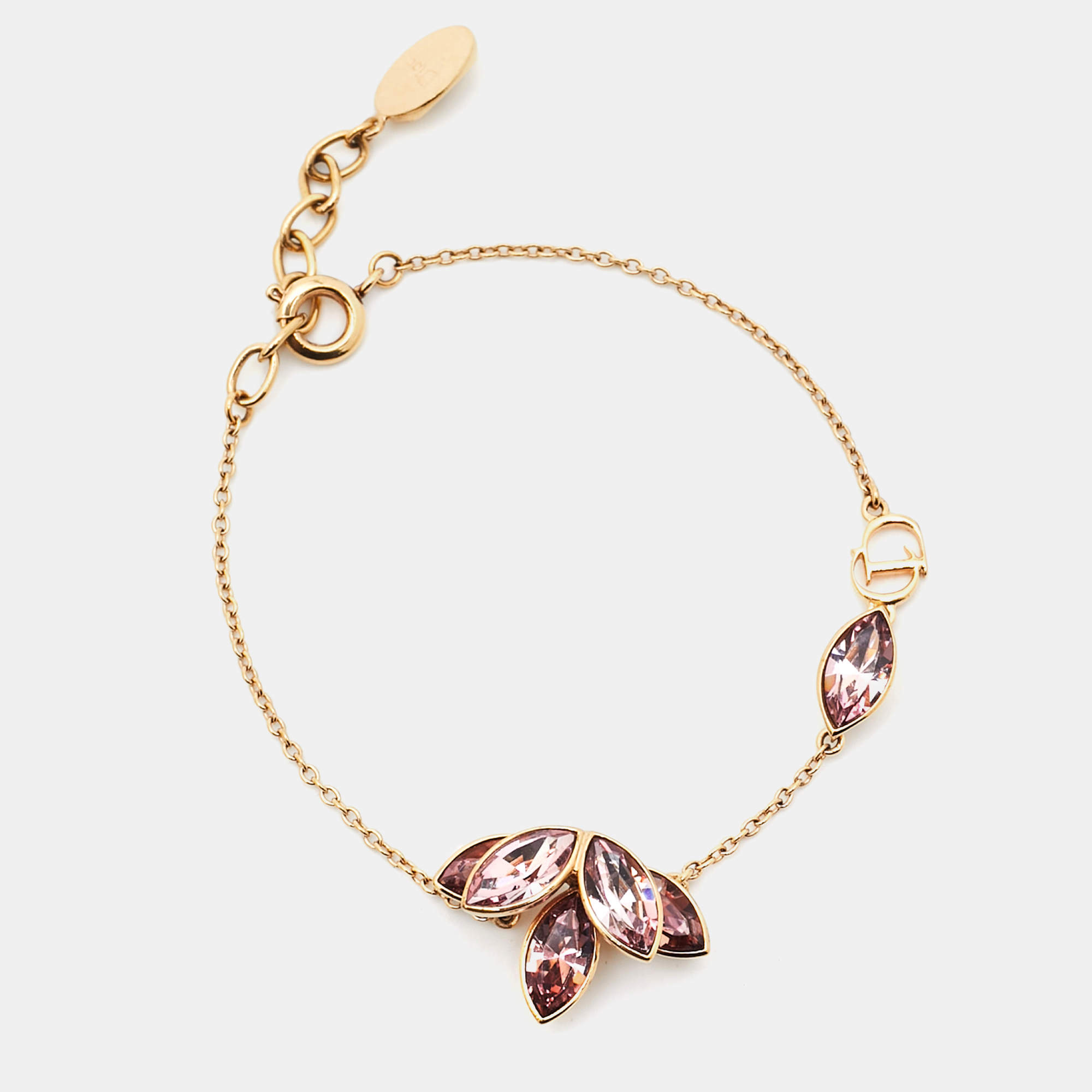 Dior Floral Crystal Gold Tone Bracelet