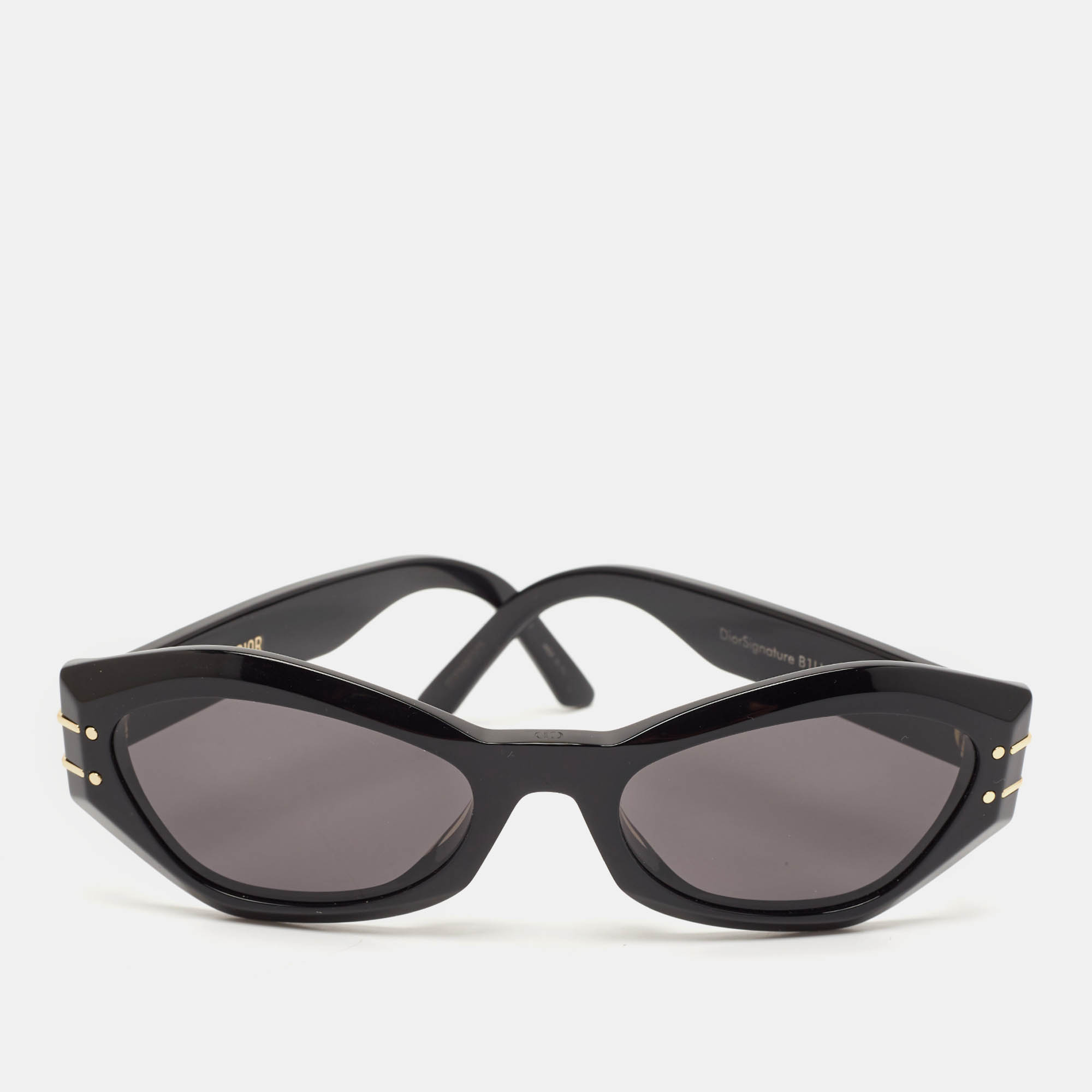 Pre Owned Dior Black Black/Gold DiorSignature B1U Oval Sunglasses