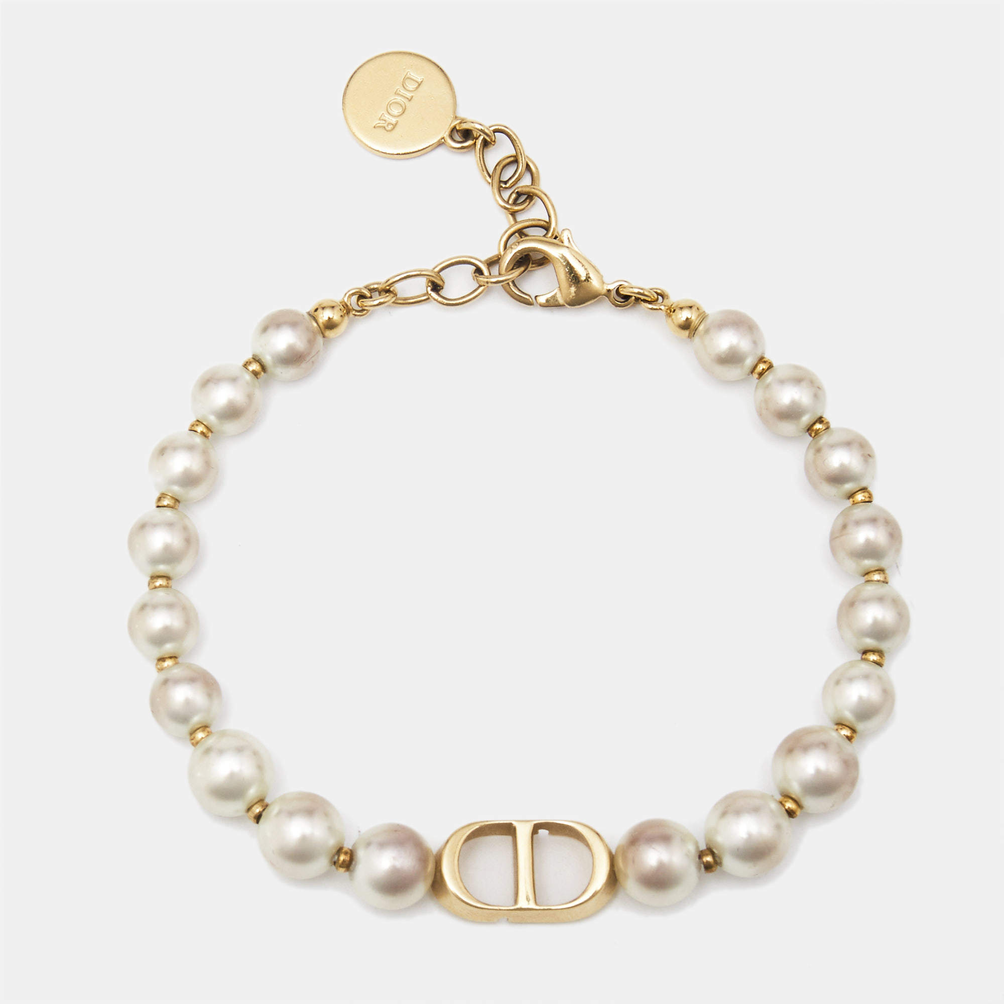 Dior CD 30 Montaigne Faux Pearl Gold Tone Bracelet