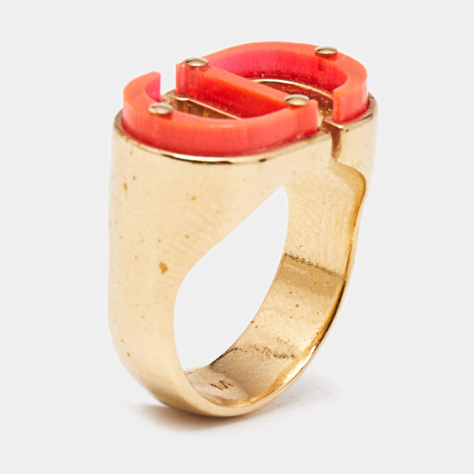 Dior 30 Montaigne Acrylic Gold Tone Ring Size 52